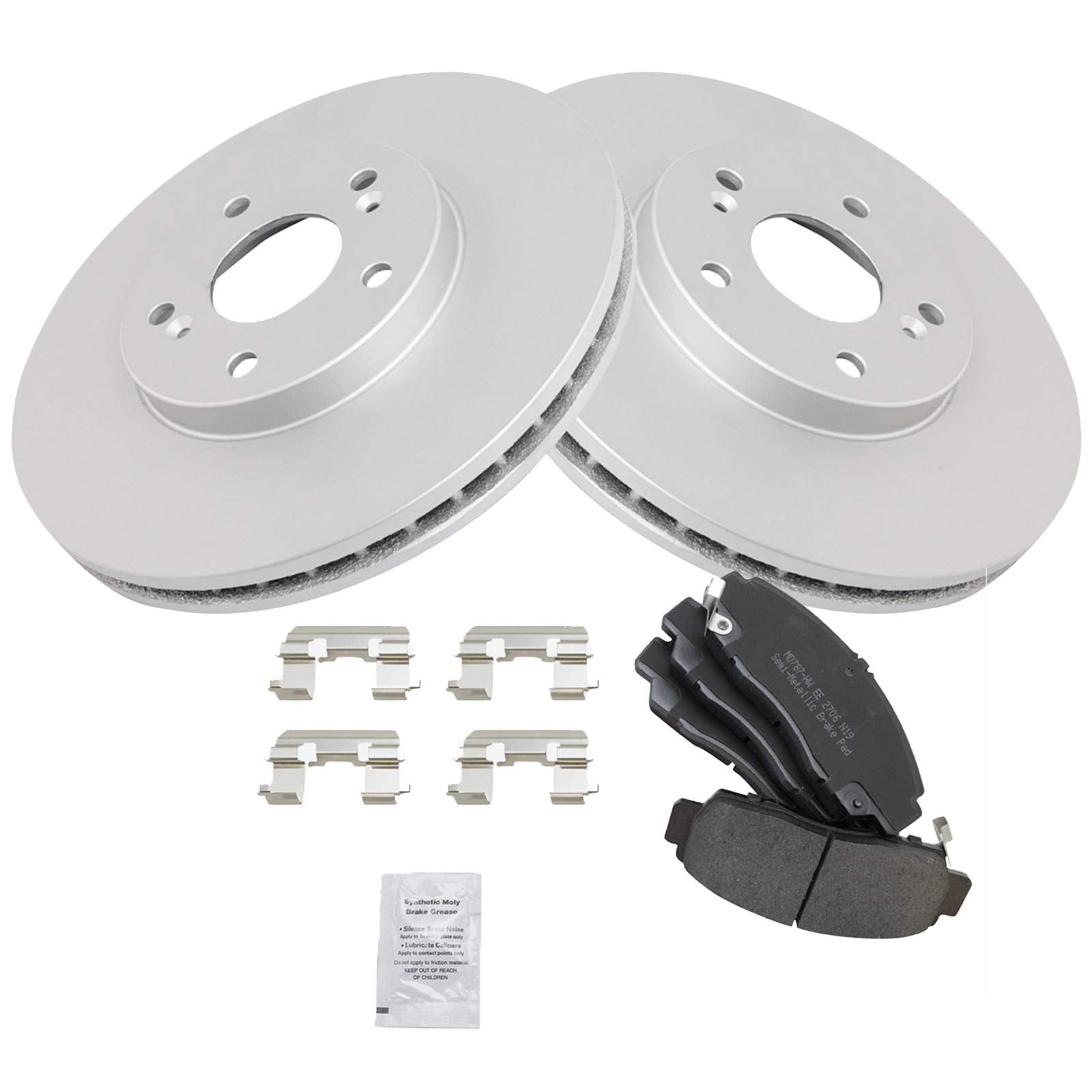 Trq Front Brake Pad & Rotor Kit Brake Pads Brake Rotor Semi-Metallic Premium G-Coated Compatible With 2001-2003 Acura Cl 1999-20