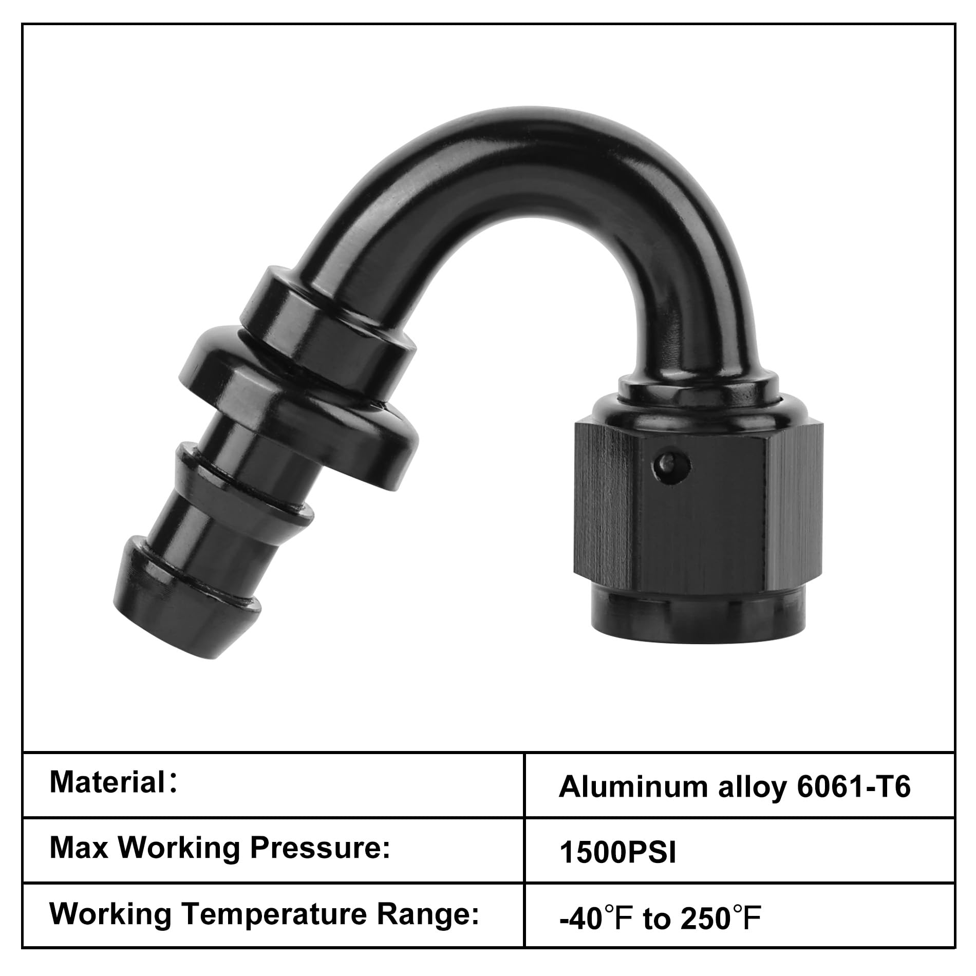 Evil Energy 4An 150 Degree Push Lock Hose Fitting End Black