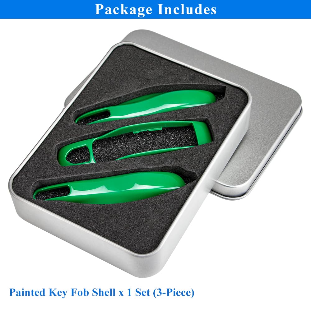 Aerobon 3-Piece Painted Key Cover Key Fob Shell Cover Compatible With Porsche Key Shell, Key Shell Replacement (Mk1, Green)
