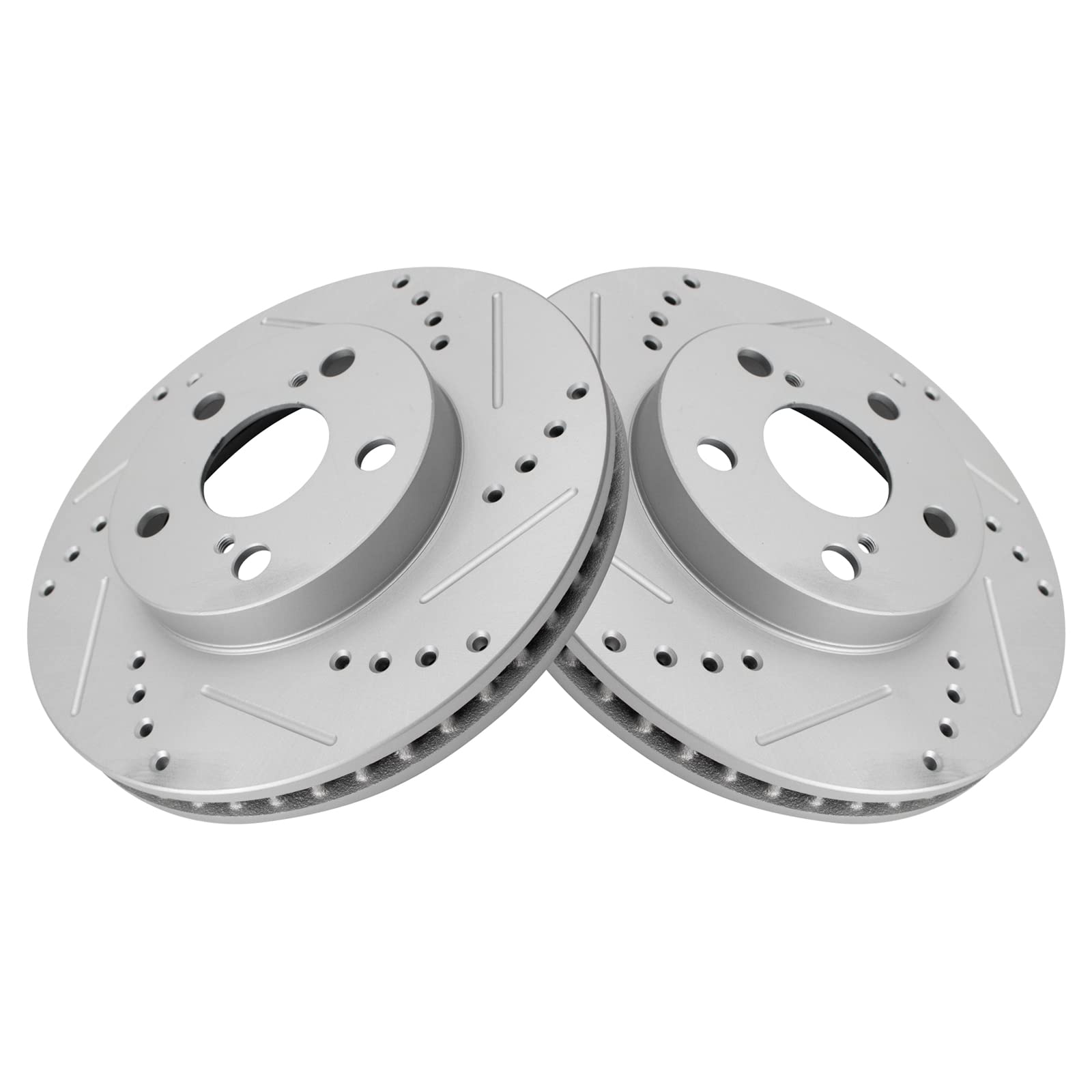 Trq Front Performance Brake Rotors Set Premium G-Coated Cross Drilled & Slotted Compatible With 2011-2017 Lexus Ct200H 2010-2015