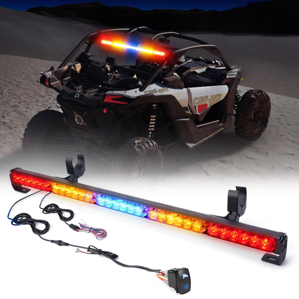 Xprite 30 Inch Utv Rzr Led Chase Strobe Light Bar, W/Running Turn Signal Brake Reverse Lights Function, Safety Flashing Lightbar