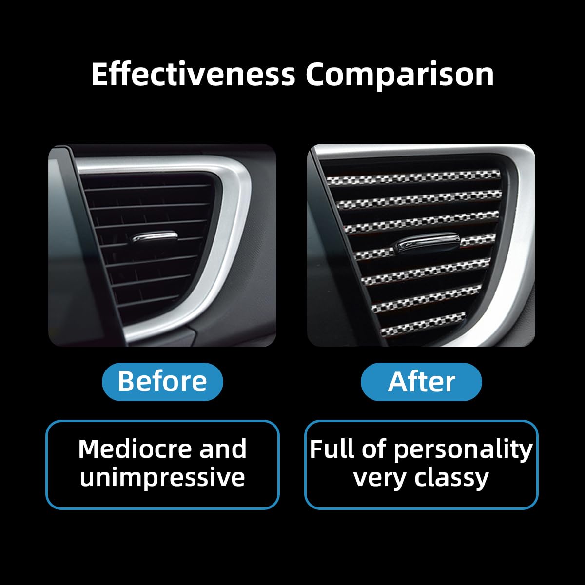 Ziciner 20 Pcs Car Air Conditioner Decoration Strip, Waterproof Bendable Auto Air Vent Outlet Shiny Trim, Universal Vehicle Inte