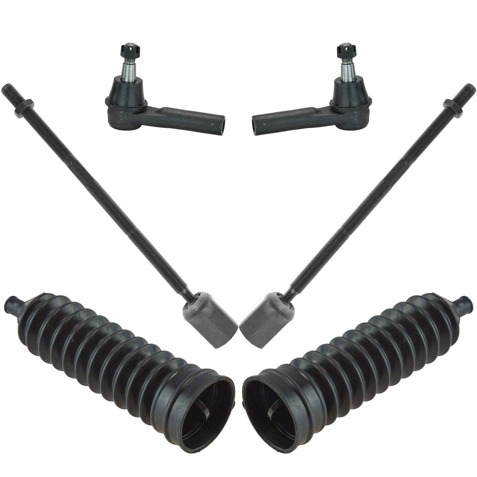 Trq Front Driver & Passenger Side Steering Kit Steering Rack & Pinion Bellow Tie Rod Compatible With 1996-2007 Ford Taurus 1996-