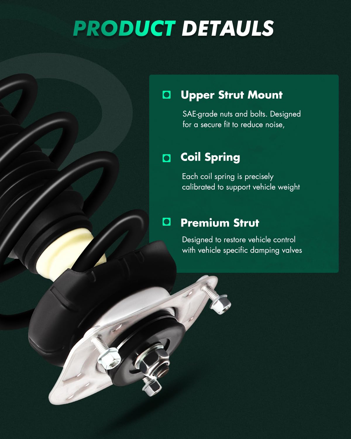 Scitoo Front Complete Struts Spring Assembly Shocks Struts Fits 2001-2009 For Volvo S60,1999-2006 For Volvo S80,2001-2007 For Vo