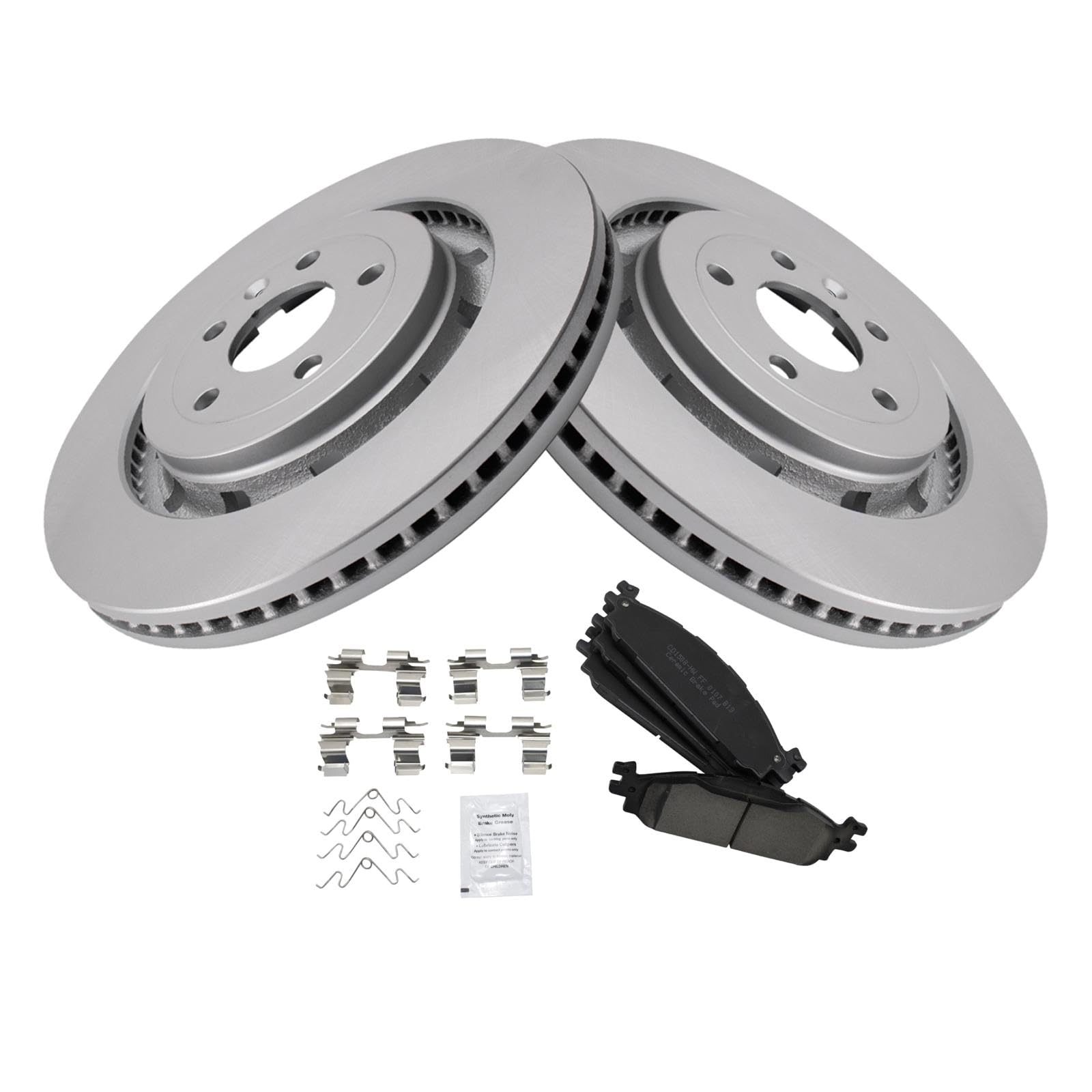 Trq Front Brake Pad & Rotor Kit Ceramic Premium G-Coated Compatible With 2015-2019 Ford Explorer 2012 Lincoln Mks 2013-2019 Mkt