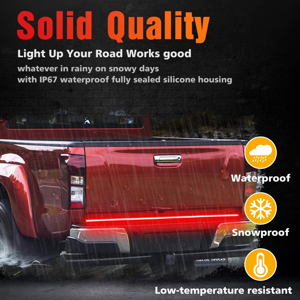 Nanpoku Tailgate Light Bar 60 Inch Triple Row Tail Light Bar For Pickup Trailer Suv Rv Van Full Function Red Brake White Reverse