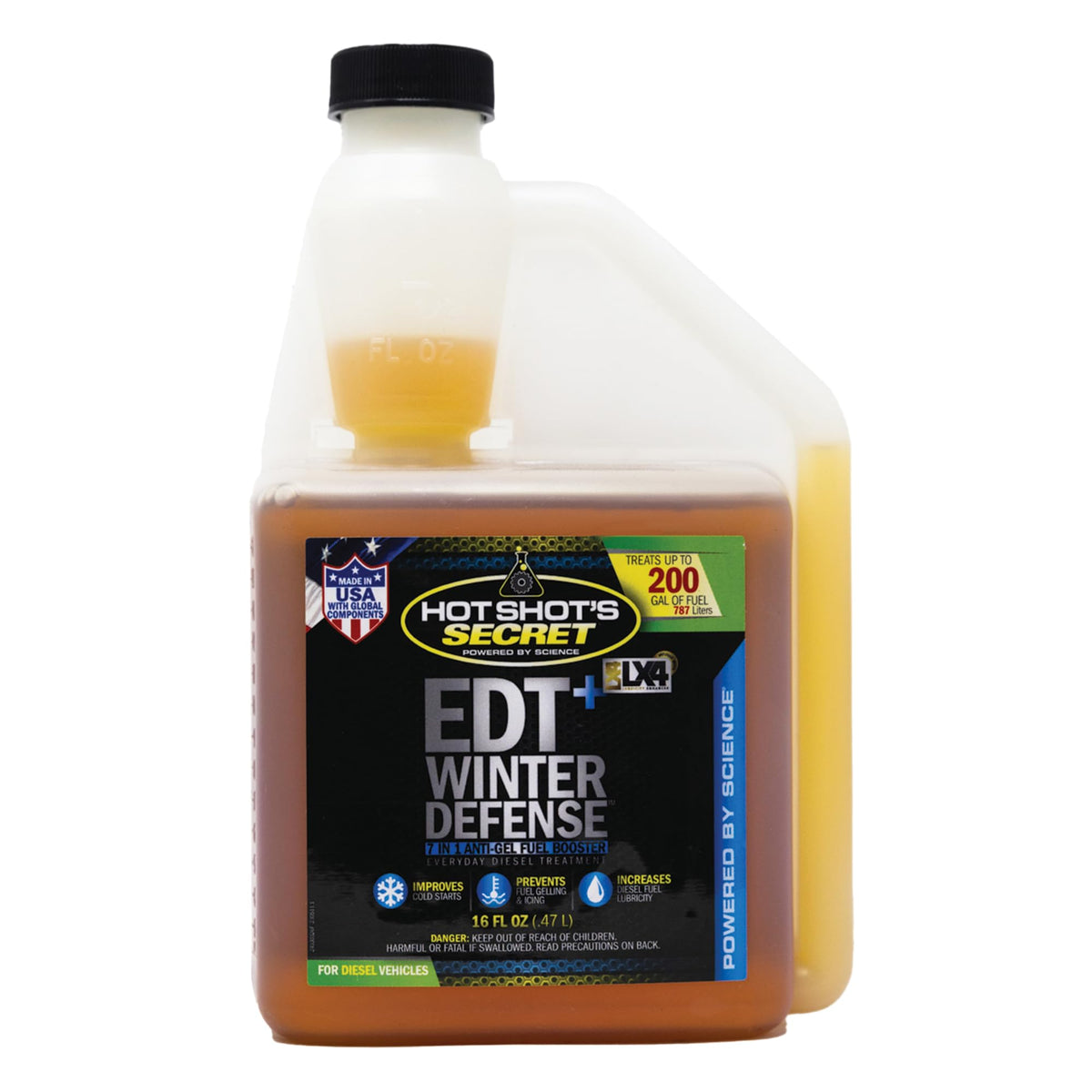 Hot Shot'S Secret Edt+ Winter Defense - 16 Oz Squeeze, 7-In-1 Anti-Gel Fuel Booster - Winter Diesel Fuel Treatment - Boosts Ceta