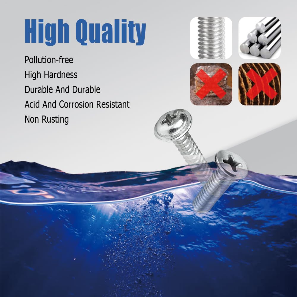 License Plate Screw Kit, Stainless Steel License Plate Screws Kit, License Plate Bolts, Caps Cover For Cars Front Rear Frame Hol