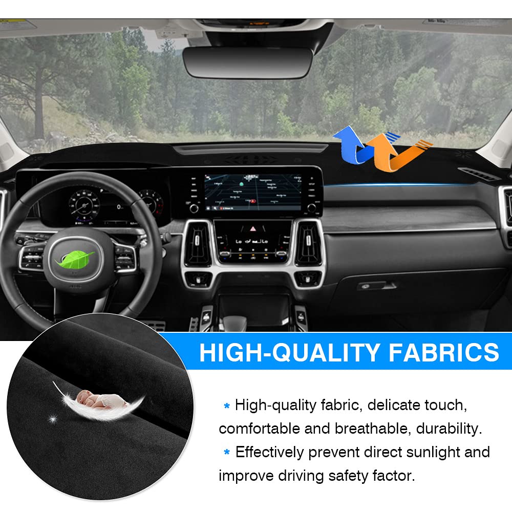 Autorder Dashboard Cover Mat For Kia Sorento 2021 2022 2023 2024 Accessories Dash Cover Flannel Dash Mat Sunshade Glare Uv Rays