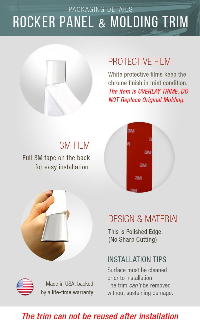 Made in USA! Compatible with 1988-1998 Chevy/GMC C/K Pickup Extended Cab Short Bed W/O Fender Flare Rocker Panel Chrome Stainles