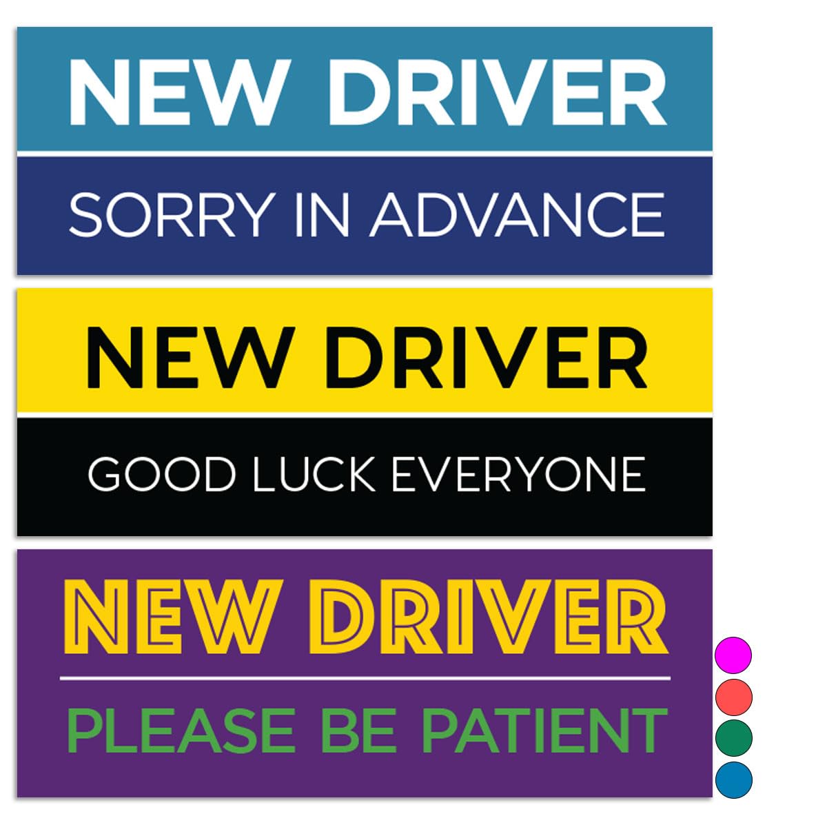 Rio Salto 3-Pack Large Reflective New Driver Car Magnet Please Be Patient Magnet Permit Student Driver Magnets Sticker Cool Pran