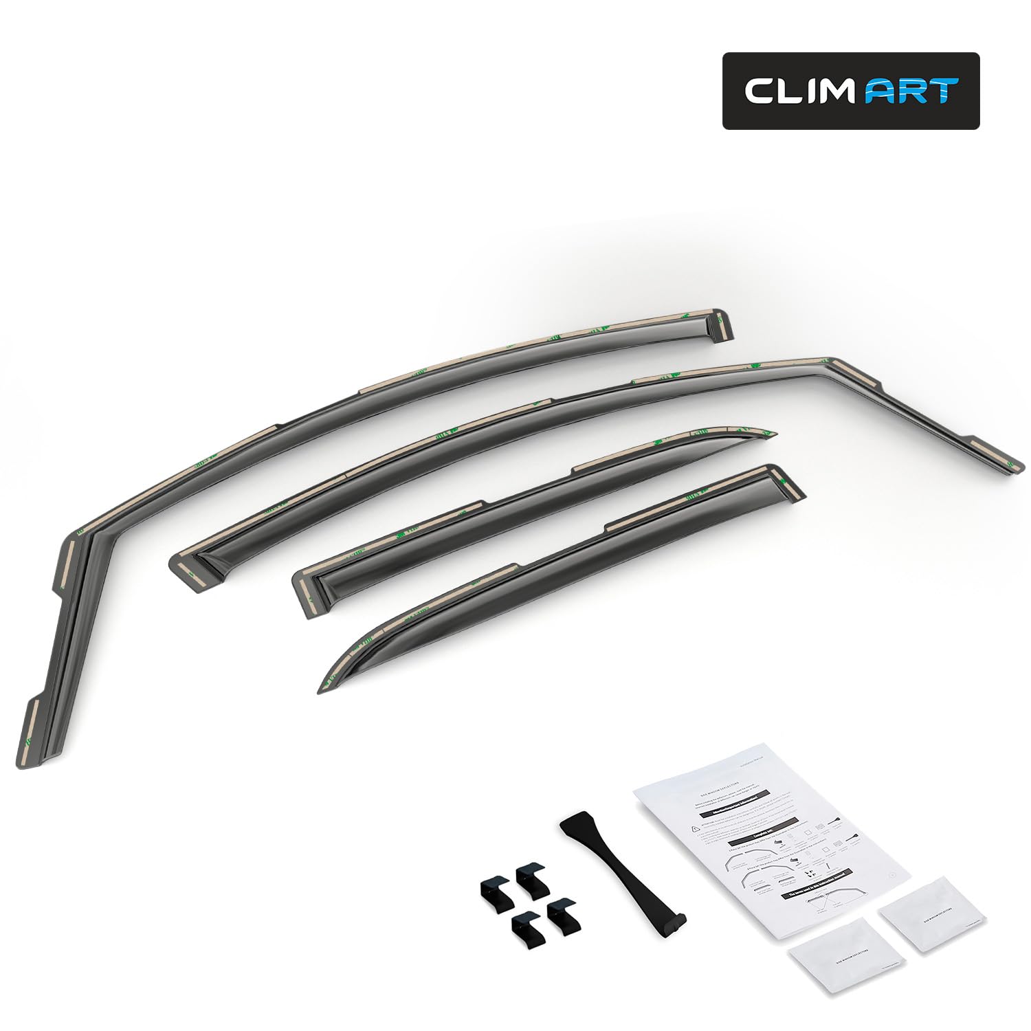 CLIM ART Rain Guards for Ford EcoSport 2018-2022, Durable Polycarbonate Window Deflectors, 4 pcs, Model 615274