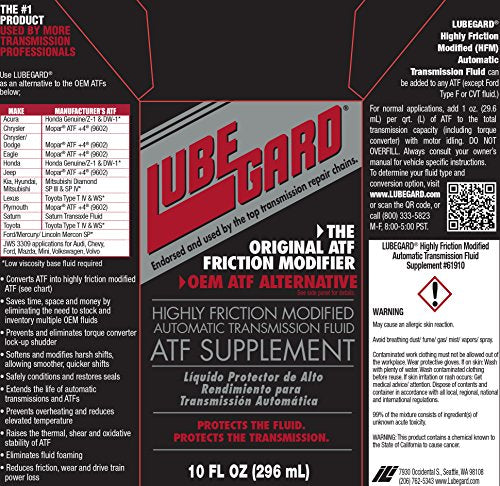 Lubegard 61910 Highly Friction Modified Atf Supplement, 10 Oz.