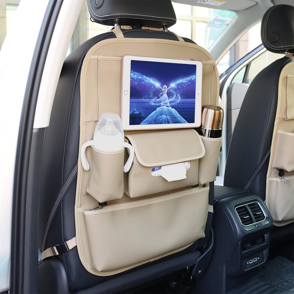 Viaviat Car Seat Organizers Waterproof Backseat Protector With Storage Pocket Large Leather Kick Mats For Kids Pets Automobile S