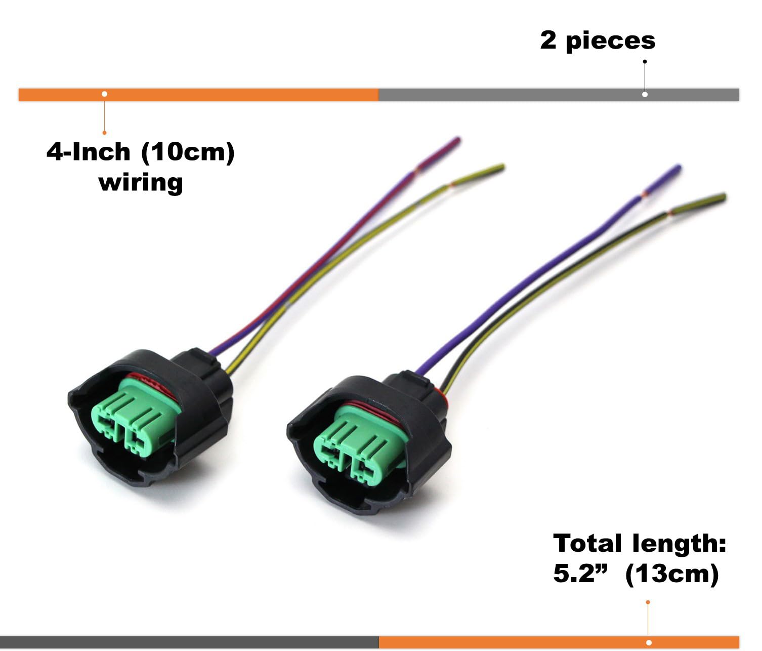 Ijdmtoy (2) Oem H11 H8 Female Adapters Wiring Harness Sockets W/ 4-Inch Wire Pigtails Compatible With Headlights Or Fog Lights U