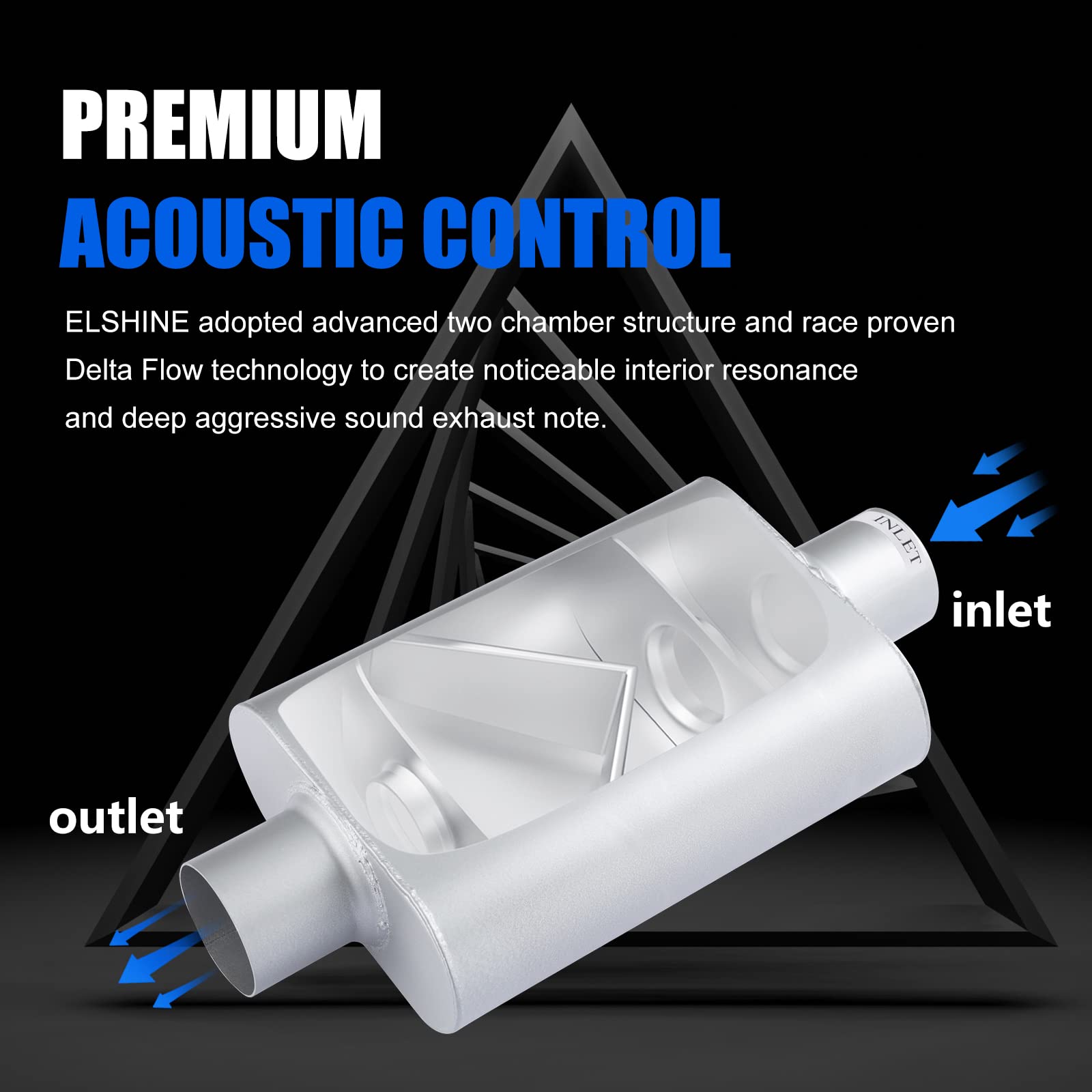 Universal Exhaust Muffler With Aggressive Sound, Anti-Corrosive Muffler, Chamber Performance Mufflers For Cars, Trucks(2.5'' Cen