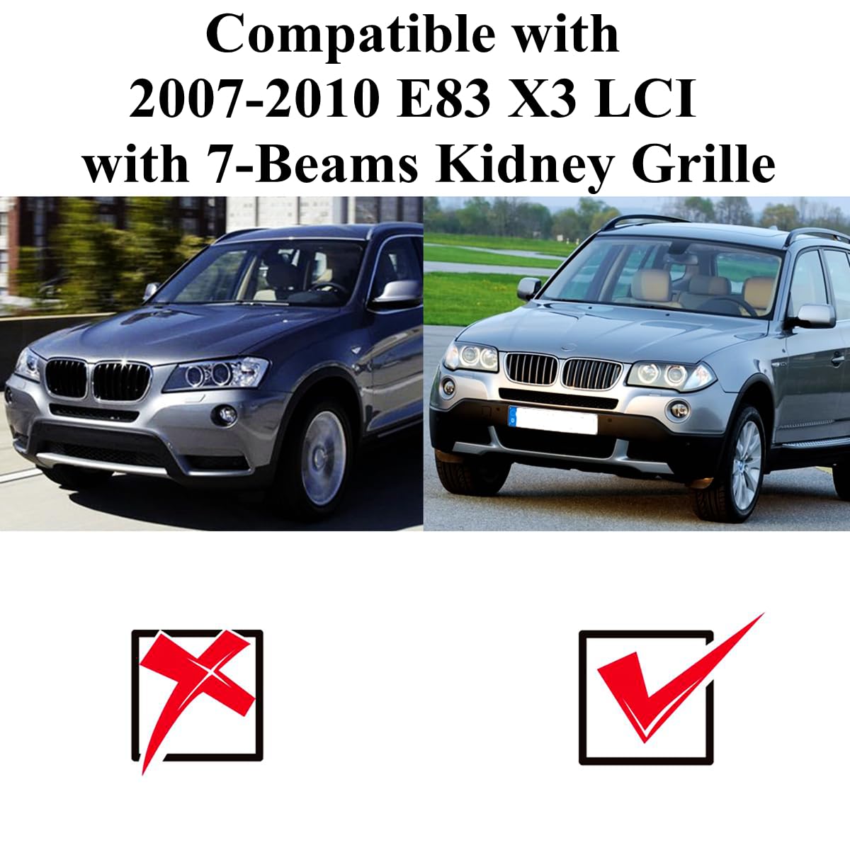 Goodream Abs Plastic Grille Inserts For Bmw X3 2018-2021, M-Colored, 7 Beams Compatible Standard Kidney Grille