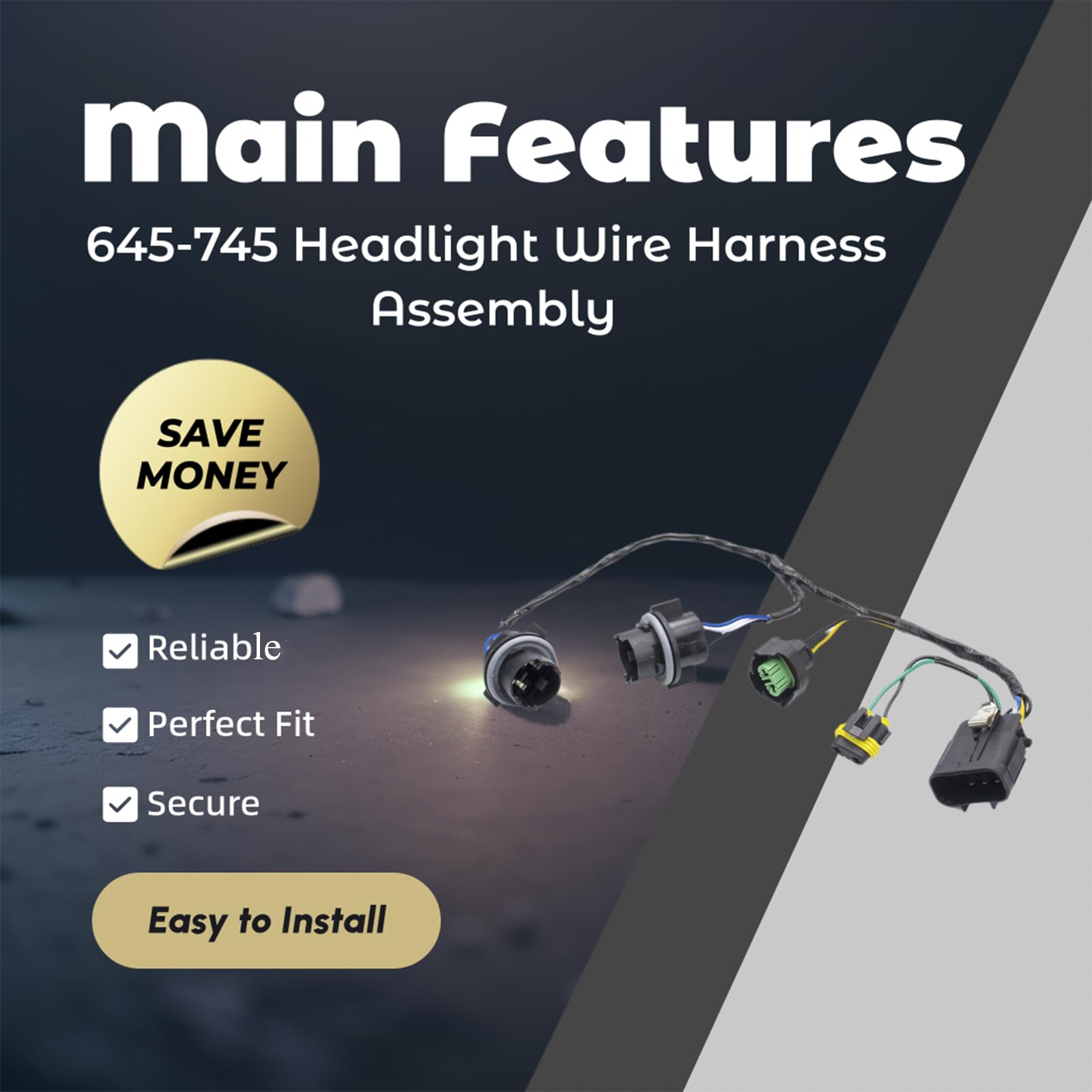 Hoput Silverado Headlight Wiring Harness, 645-745 645745 645 745 15841609 25962806 Headlight Wire Harness Compatible With 2008 2