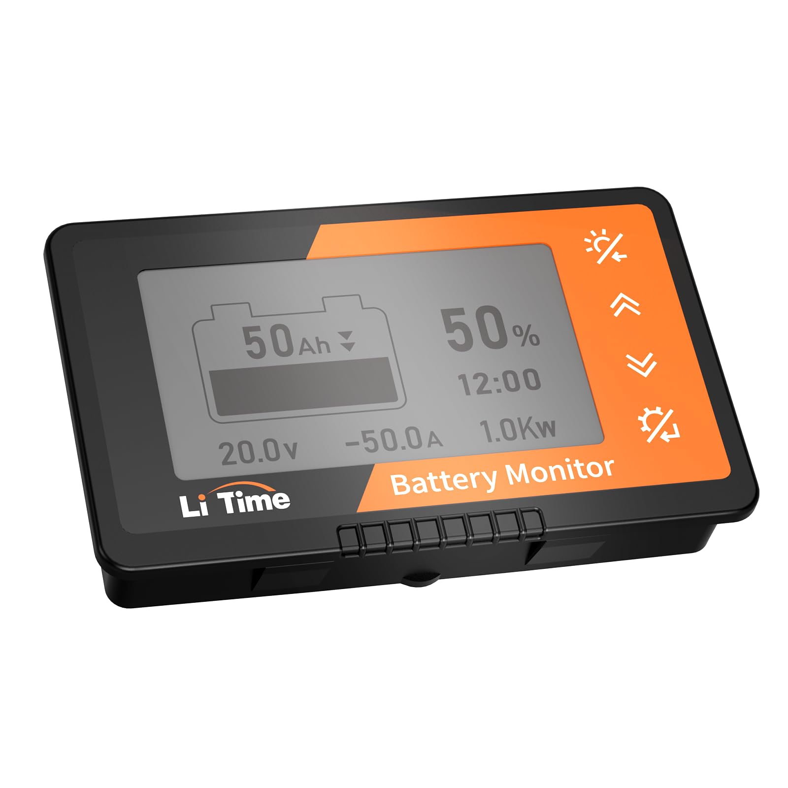 LiTime 500A Battery Monitor with Shunt, 8V-120V Battery Monitor for RV Motorcycle Golf Cart Solar Panel with LCD Backlight Scree