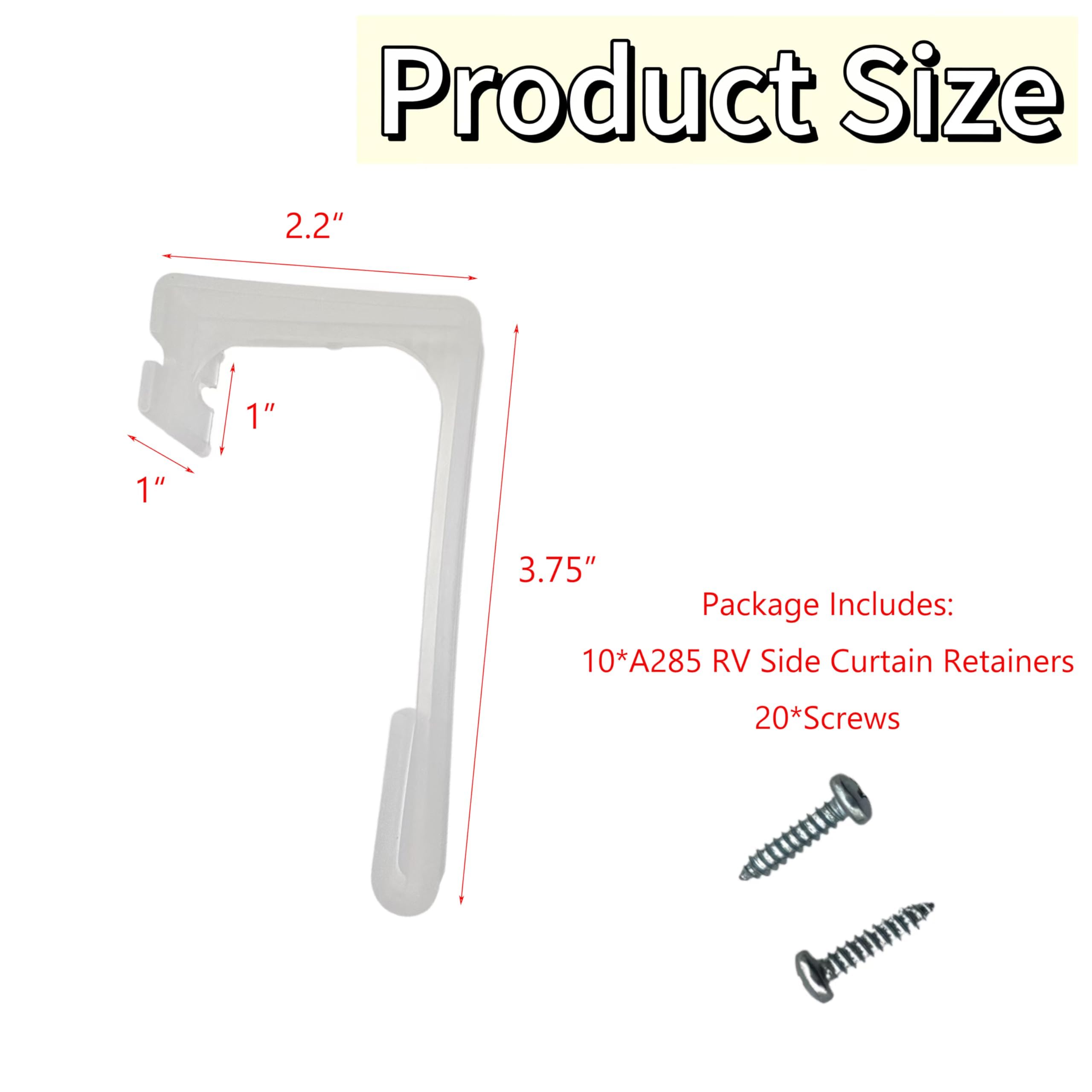 A285 RV Curtain Retainers Camper Curtain Clips RV Plastic Side Curtain Hold Down Curtain with Screws (4)