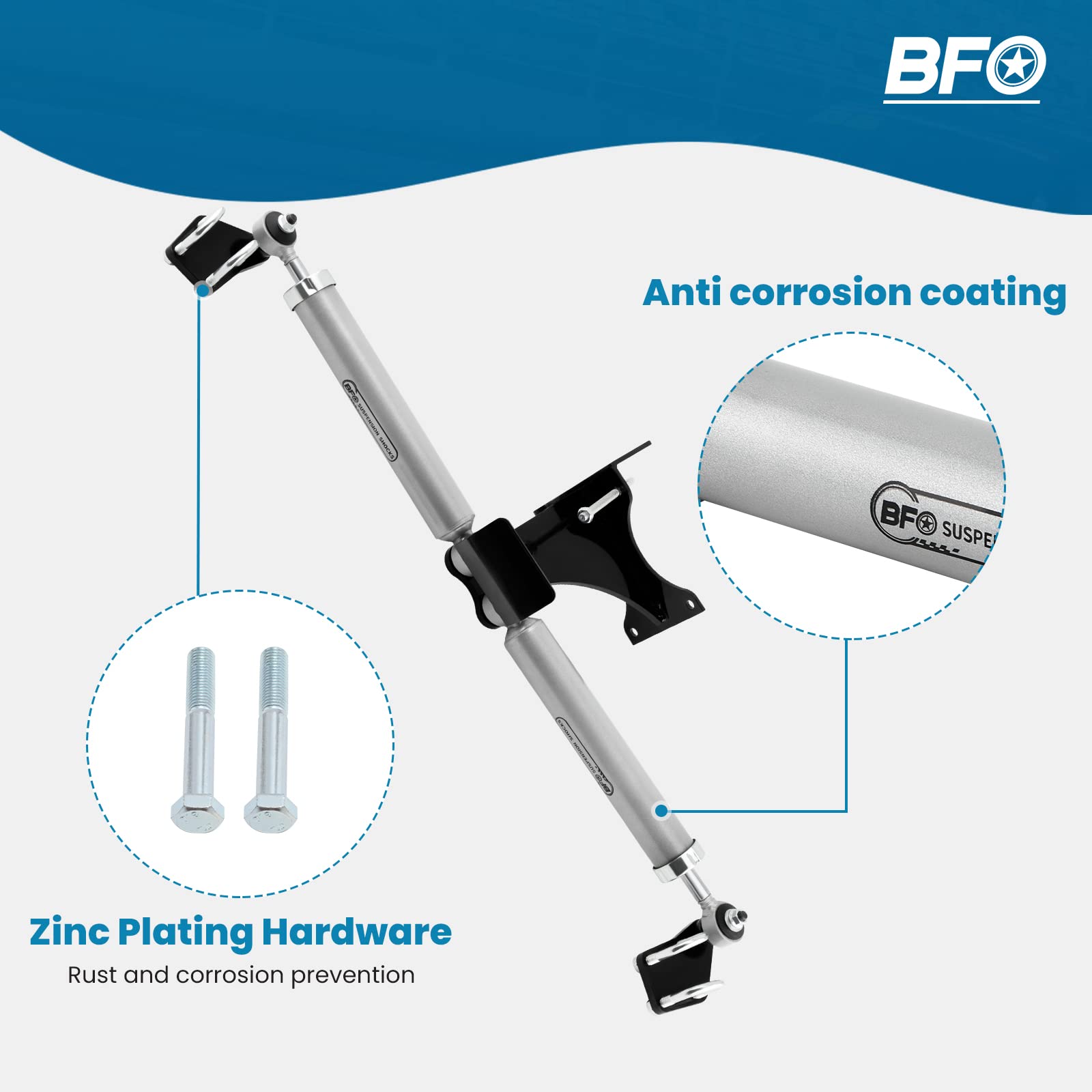 Bfo Dual Steering Stabilizer For 2-8' Lift F250 F350 Super Duty 4X4 2005-2022,Steering Damper Kit