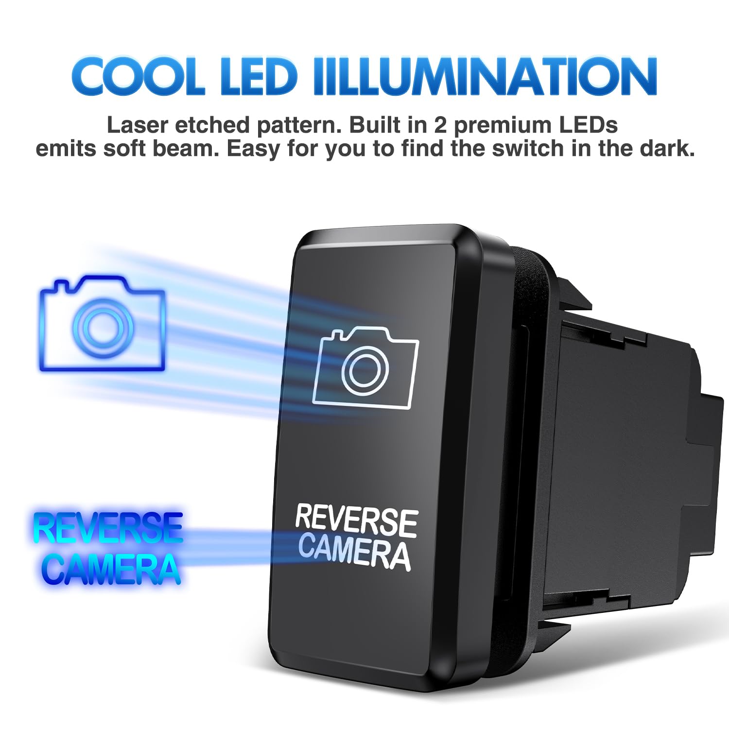 Nilight Reverse Camera Push Button Switch 12V On Off Switches With Connector Wire Kit 1.54'' X 0.83'' Replacement For Toyota Fj