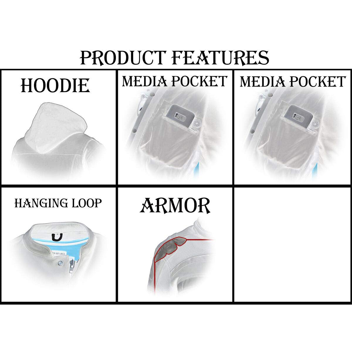 Milwaukee Leather Mpm1788 Men'S Black Ce Approved Armored Riding Hoodie Sweater With Aramid By Dupont Fibers - X-Large