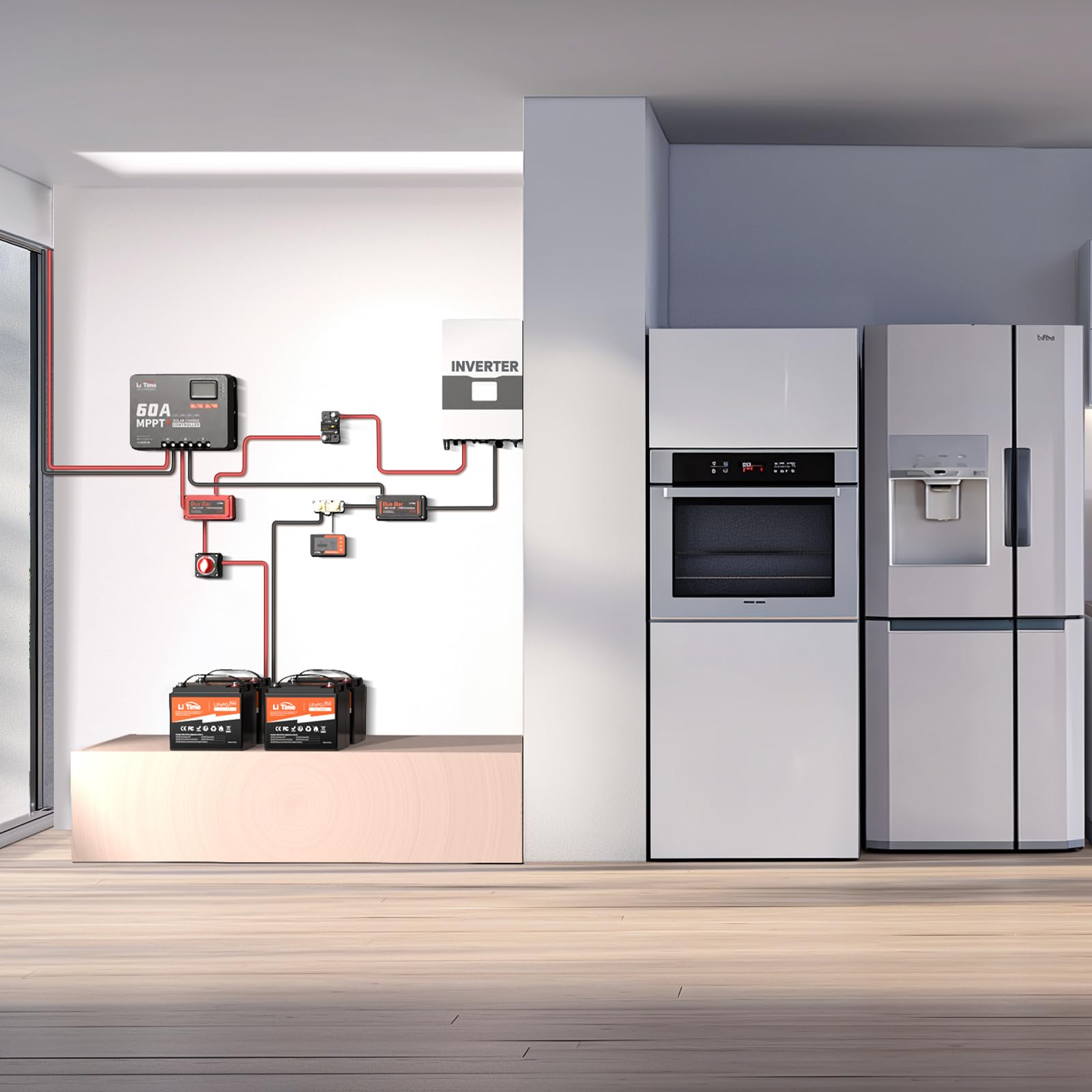 Litime 12V 50Ah Lithium Lifepo4 Battery Built In Bms, 10 Years Lifetime 4000+ Cycles Output Power 640W, Perfect For Boat Marine