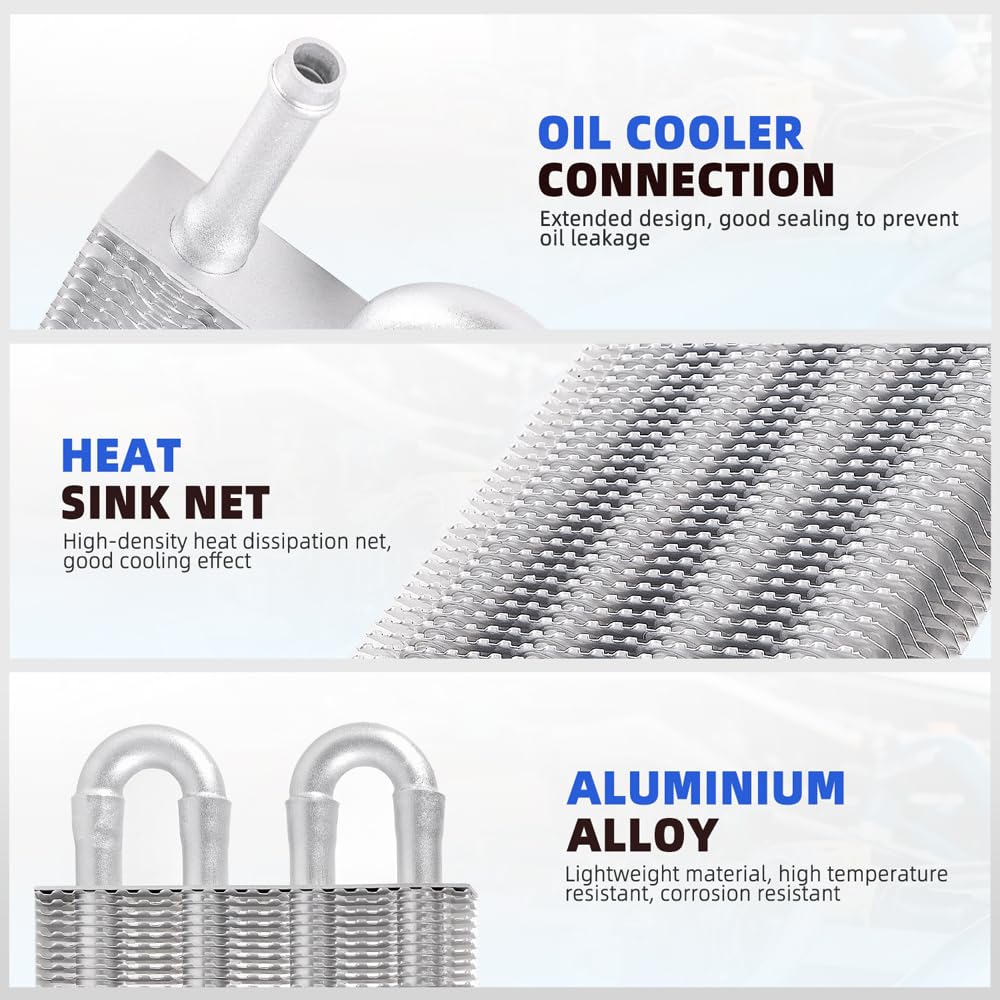 Bartoo Universal 5/16'' Transmission Oil Cooler Kit, Aluminium Alloy 4 Pass Tube And Fin Oil Cooler Kit(Sliver)