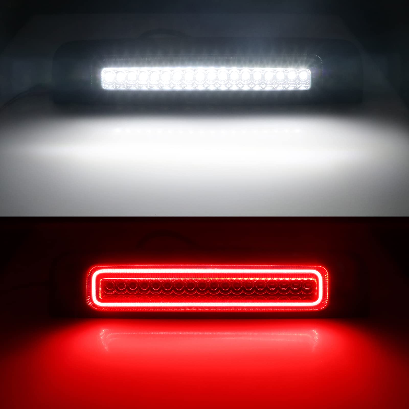 R&F Auto Led Strobe Third Brake Light Compatible With Ram 1500 2500 3500 4500 5500, 2010-2018, F1 Style Red Flash Smoked High Mo
