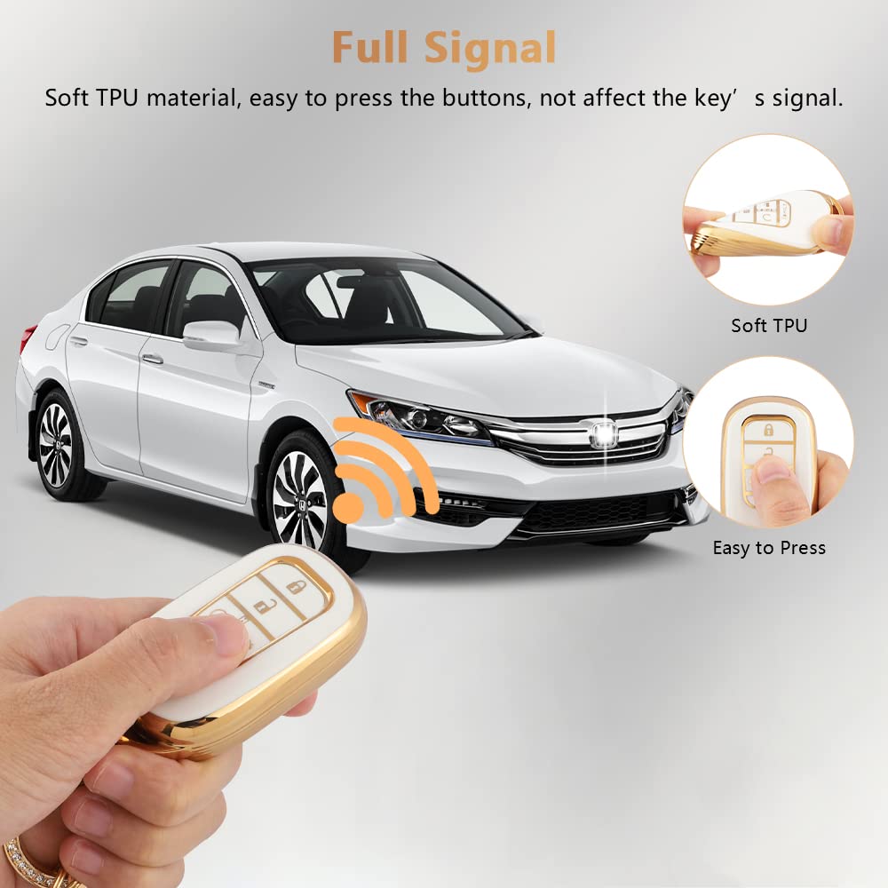 Pifoog Key Fob Cover Fit For Honda 2025 2024 2023 Crv Civic Accord Pilot Hrv 5 Button Car Smart Keys Shell Case With Bling Keych