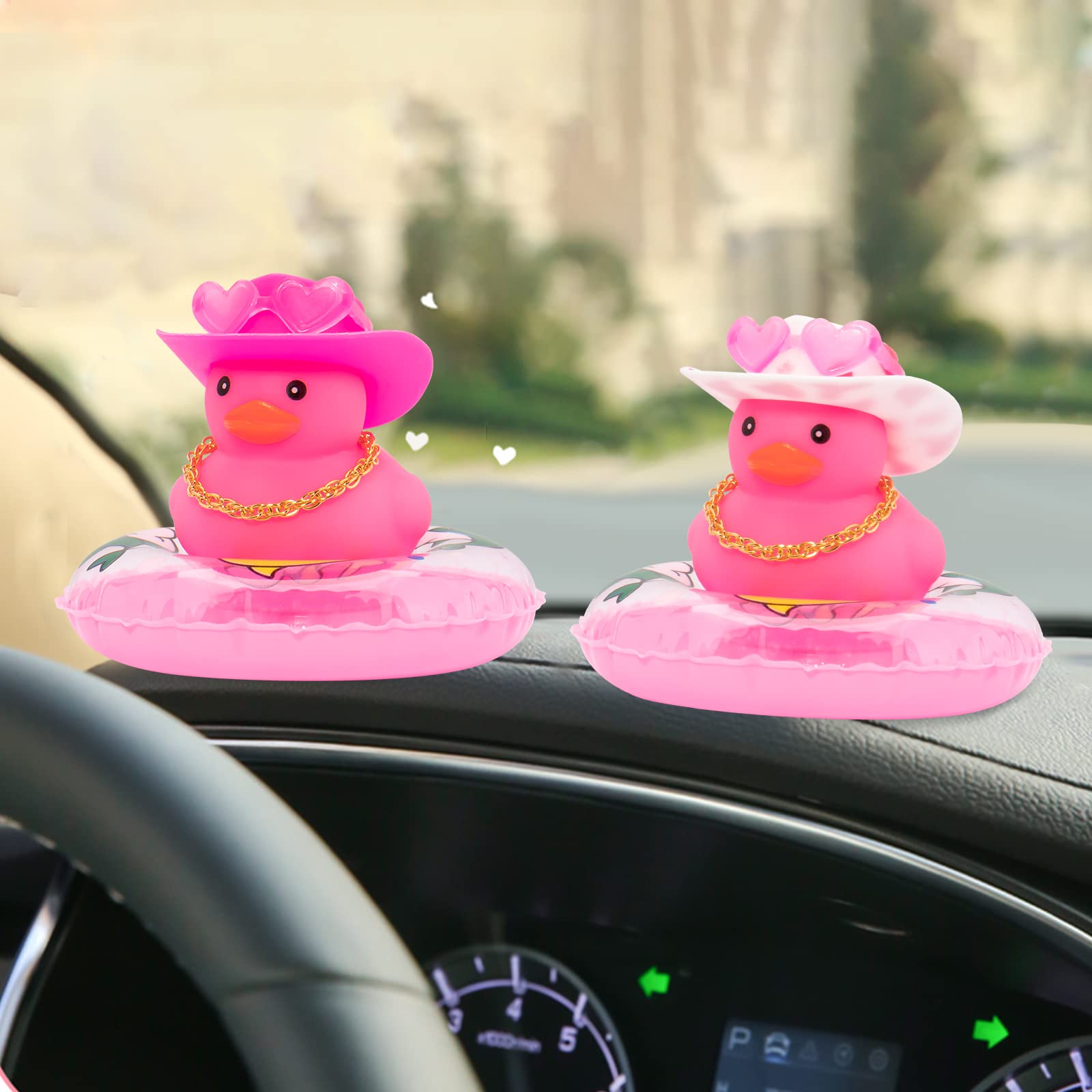 Wonuu Car Accessories Rubber Ducks Dashboard Decorations Rubber Duck Pink Accessories Dashboard Duck Car Decorations Car Ducks,