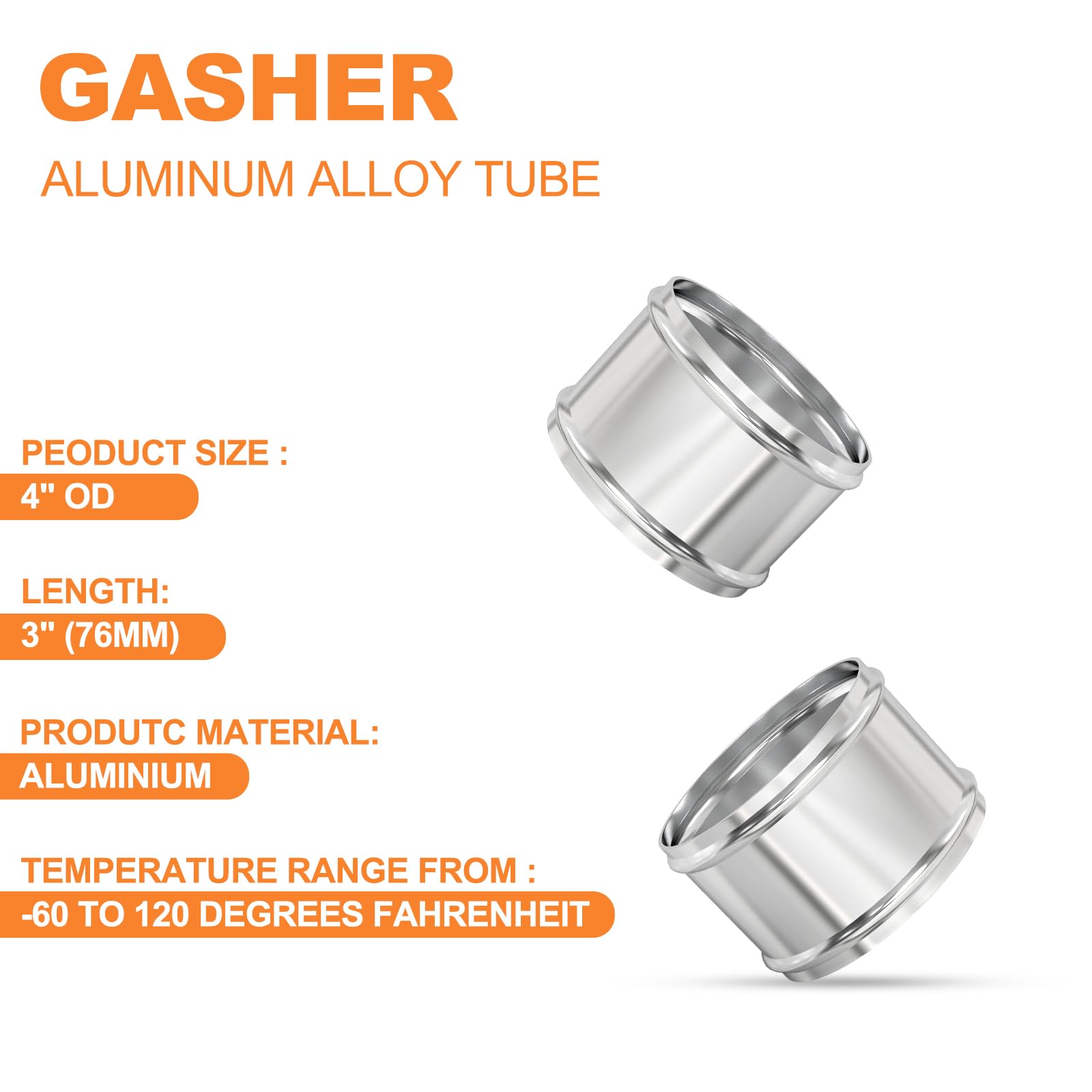 Gasher 1Pcs 3''(76Mm) Aluminum Alloy Tube Aluminum Straight 4''Od With Bead Roll, Intercooler Pipe For Intake And Cooling System