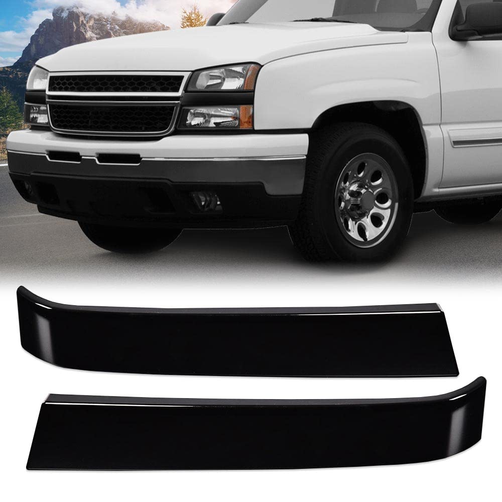Pit66 Grille Trims Set, Compatible With 2003-2007 Chevy Silverado, Lh Rh Driver & Passenger Side, 2 Pcs, (Black)