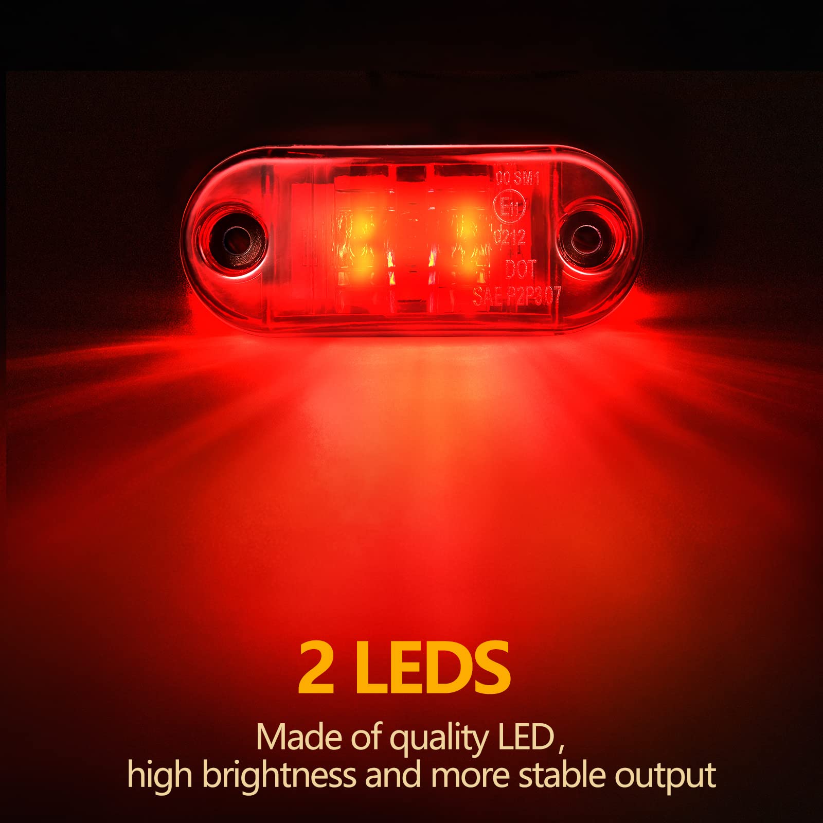 Tallew 10 Pcs 2.5 Inch Led Trailer Lights 2 Diode Waterproof Led Trailer Side Marker Oval Signal Running Lights For Truck Boat R