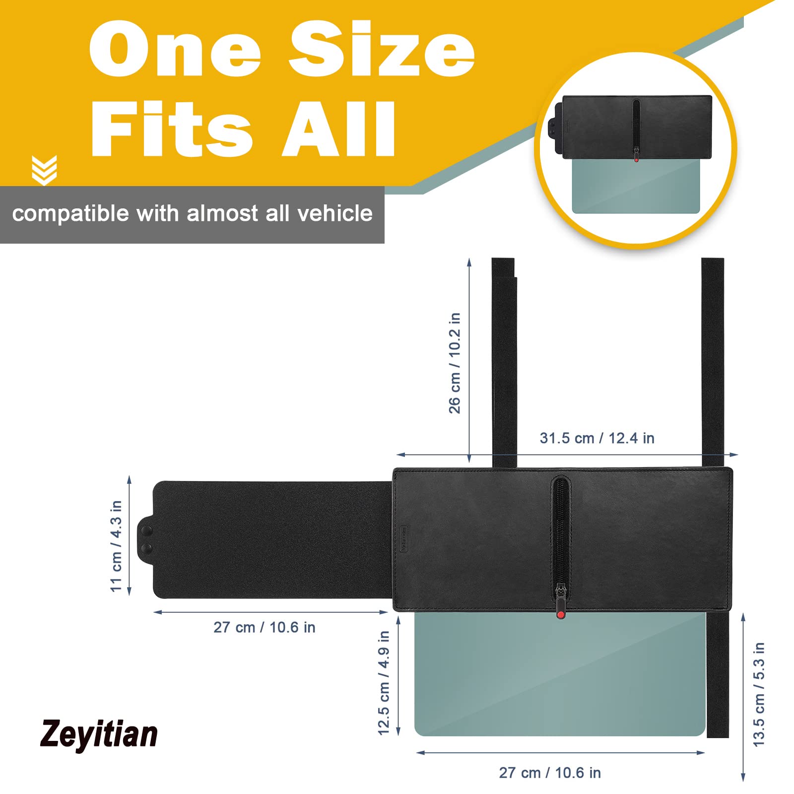 Zeyitian Polarized Sun Visor Extender for Car - UV Protection - Passenger Side Windshield Blocker - Automotive Interior Sunshade