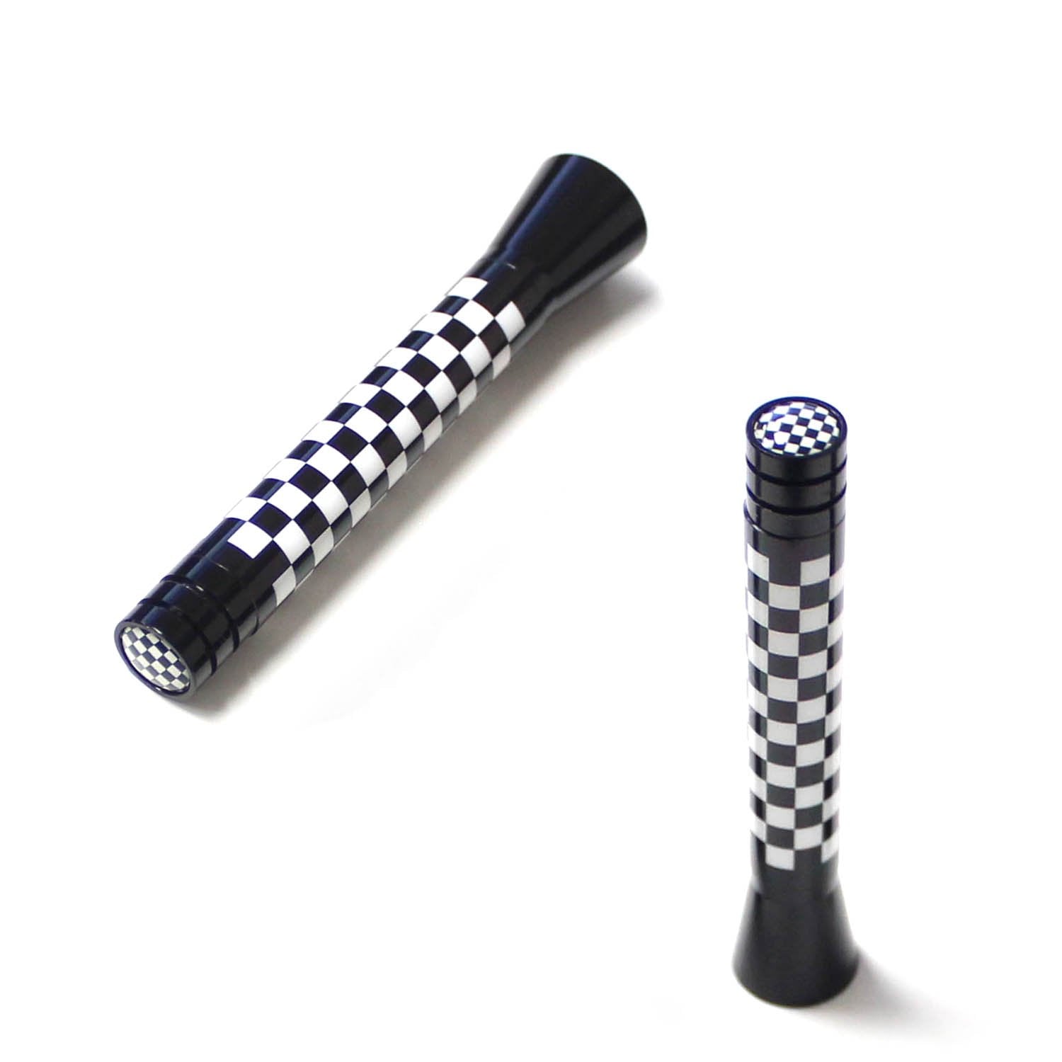 Ijdmtoy 3-Inch Checkered White/Black Checkerboard Theme Short Antenna Compatible With Mini Cooper (All Models) & More Other Cars