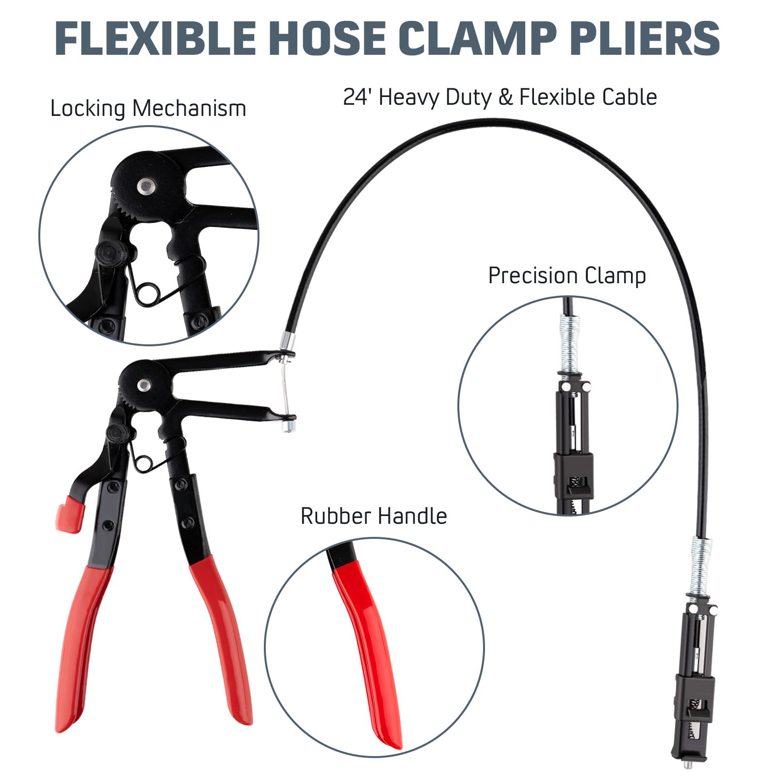 9PCS Hose Clamp Pliers, Long Reach Hose Clamp Tool Remover for Water Hose and Automotive Coolant Radiator Heater with Flexible W