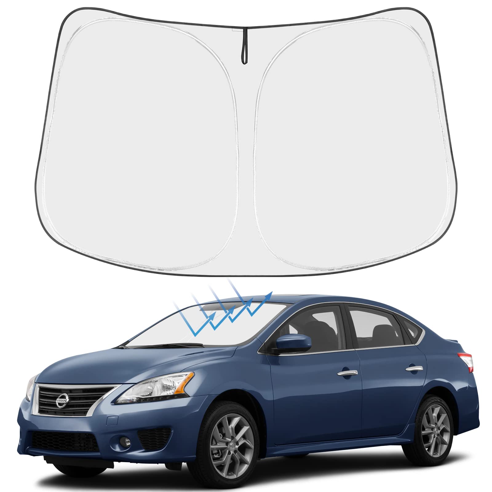 Proadsy Front Windshield Sun Shade Foldable Sunshde Protector Custom Fit For 2013-2019 Nissan Sentra S, Sv, Sr, Sedan Accessorie