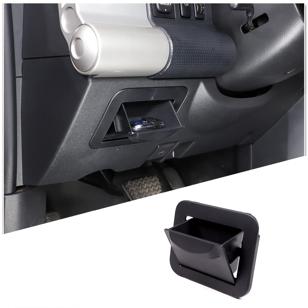 Center Console Fuse Storage Box Compatible with Toyota FJ Cruiser 2007-2021, Drivers Seat ABS Fuse Box Coin Container Inner Stor