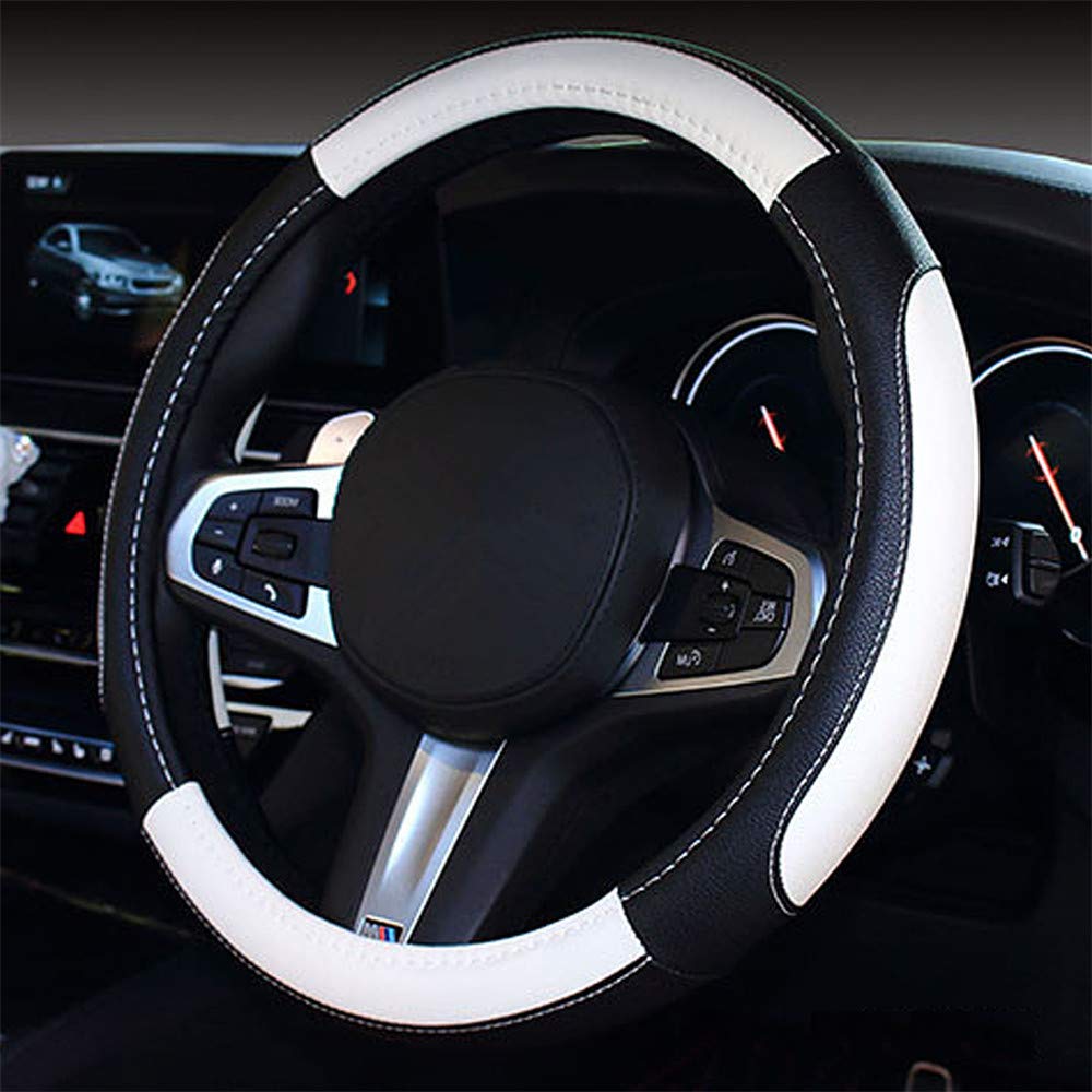 Coofig Car Steering Wheel Cover With Durable Pu Leather, Universal 15 Inch Fit For Car Truck Suv, Breathable Anti Slip Auto Stee