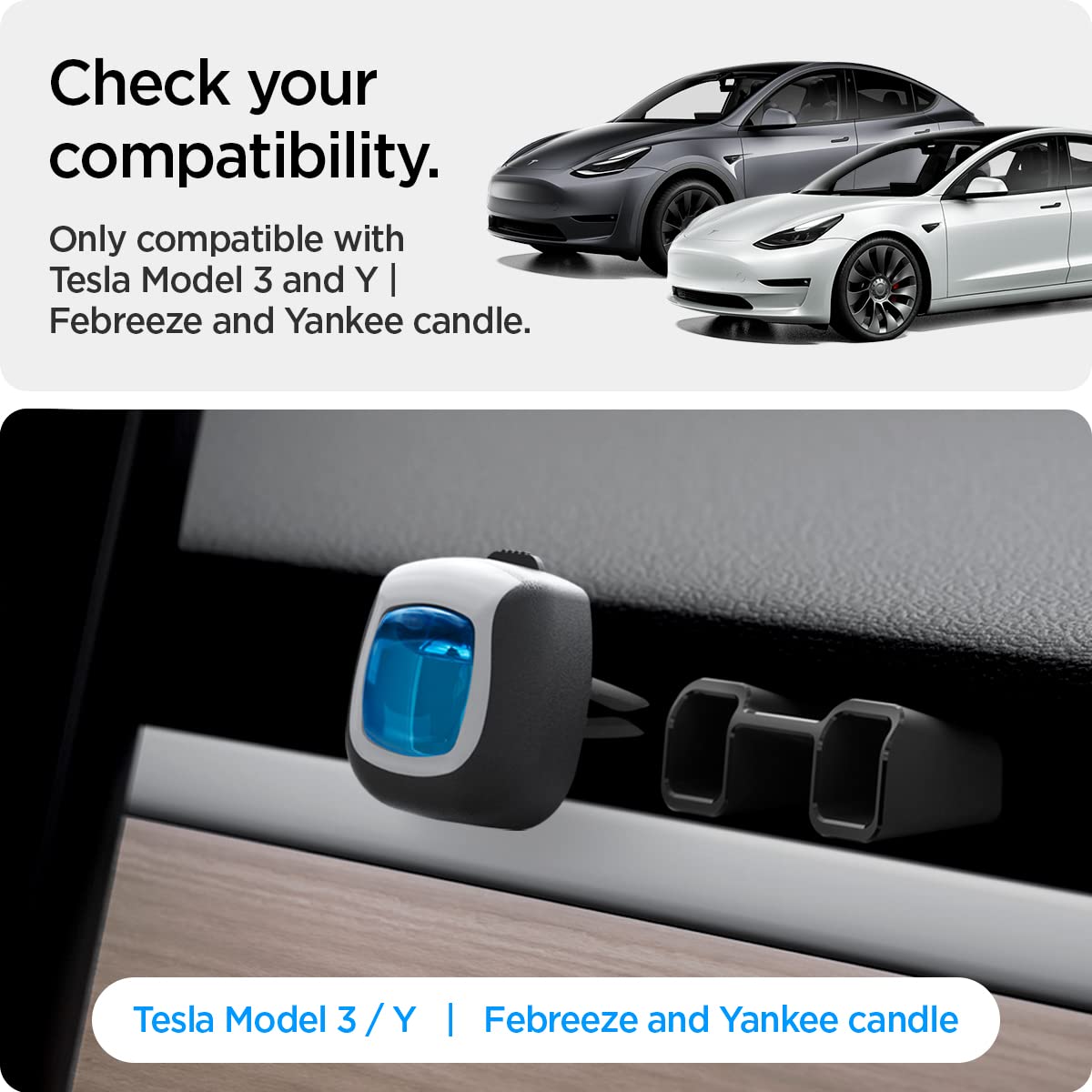 Spigen Air Freshener Adapter Designed For Tesla Model 3 [Not Compatible With Model 3 2024 Refresh] And Y 2023/2022 Airvent (Air