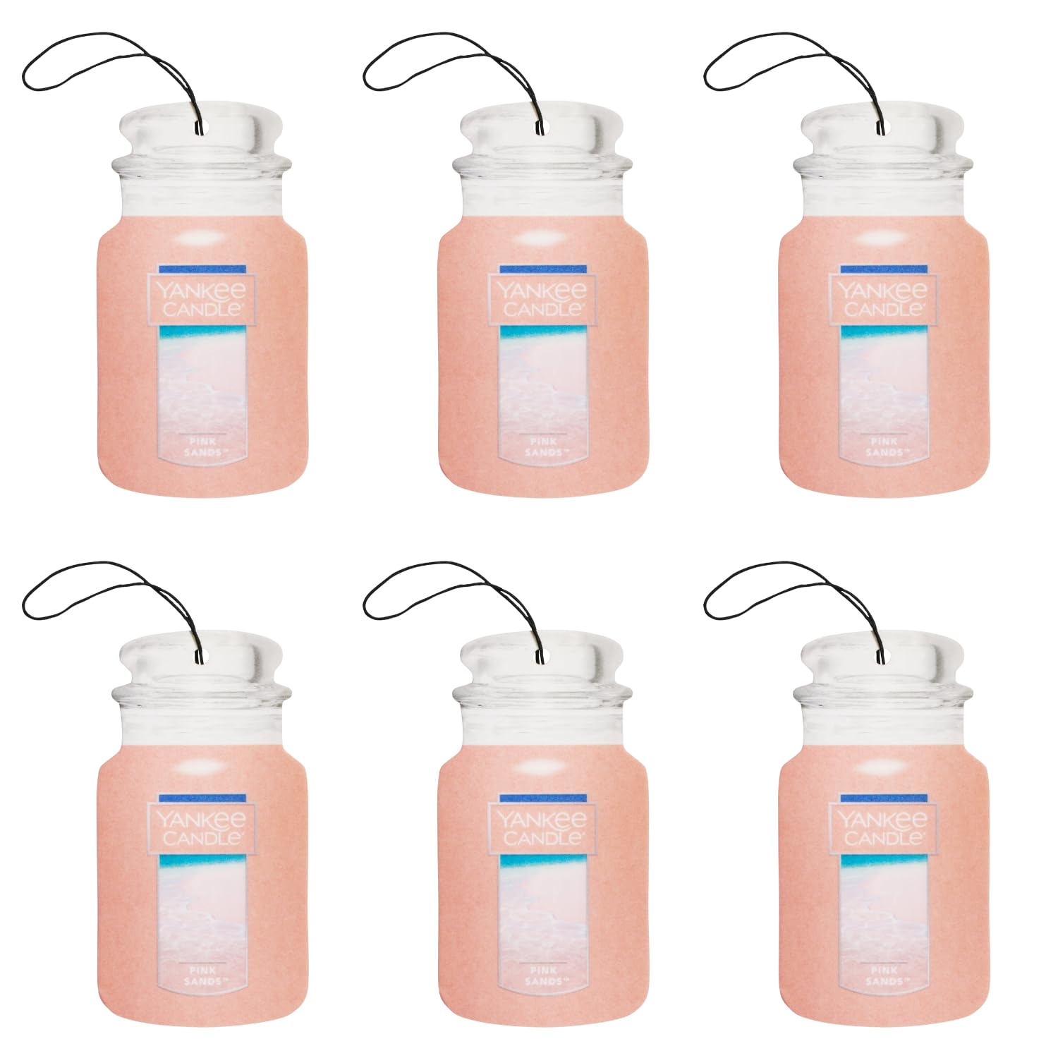 Yankee Candle Paper Car Jar, Pink Sands (Pack Of 6)