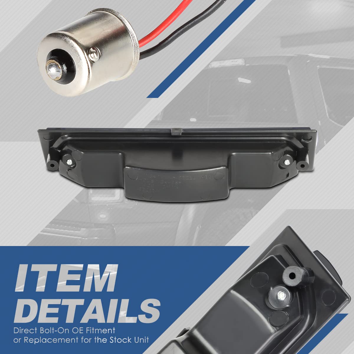 Auto Dynasty Full Led High Mount Centre 3Rd Third Tail Brake Light Stop Lamp Compatible With Chevy Corvette C4 4Th Gen 1991-1996, Black Housing Smoked Lens