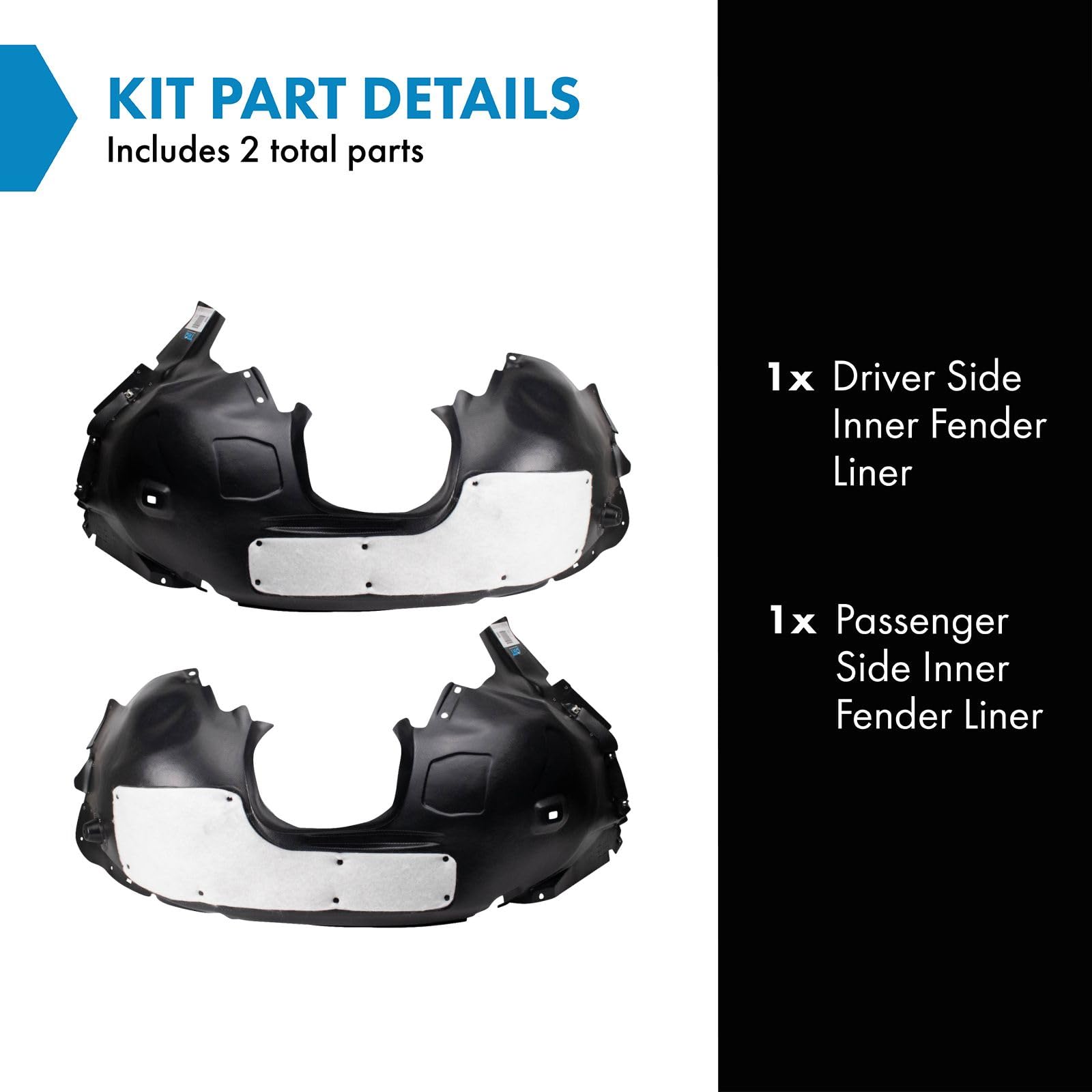 Trq Inner Fender Liner Set Compatible With 2012-2018 Ford Focus Fo1248150 Fo1249150