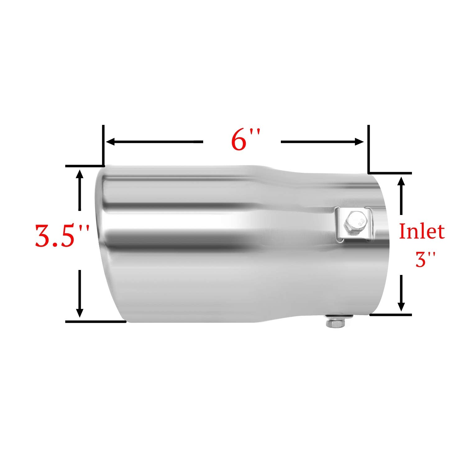TriTrust Exhaust Tip, 2-2.75 inch inlet adjustable, Fit 2''/2.25''/2.5''/2.75'' Outer diameter Tailpipe, 3.5''Outlet 6''Long Muffler Tip, Chrome Stainless Steel Car Truck Tail Tip