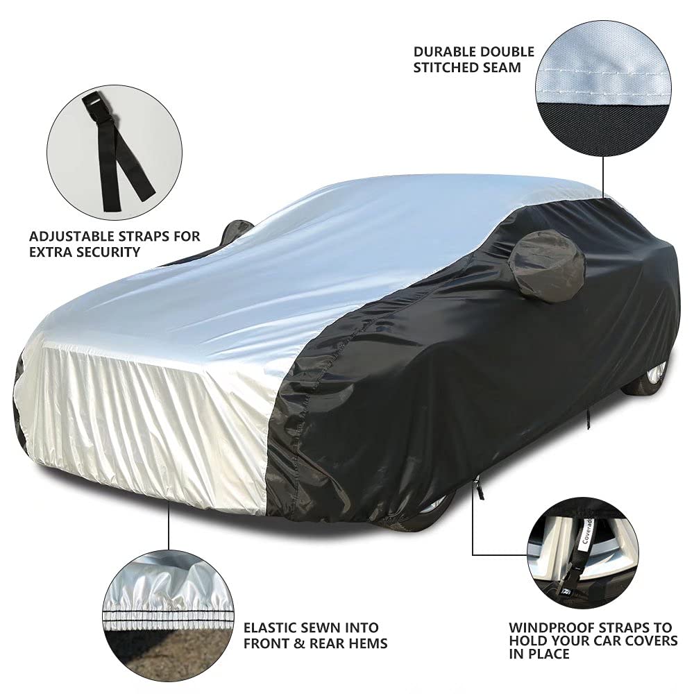 Coverado Hatchback Car Cover Waterproof All Weather, Full Exterior Covers Snow Wind Uv Protection, Outdoor Car Covers For Automo