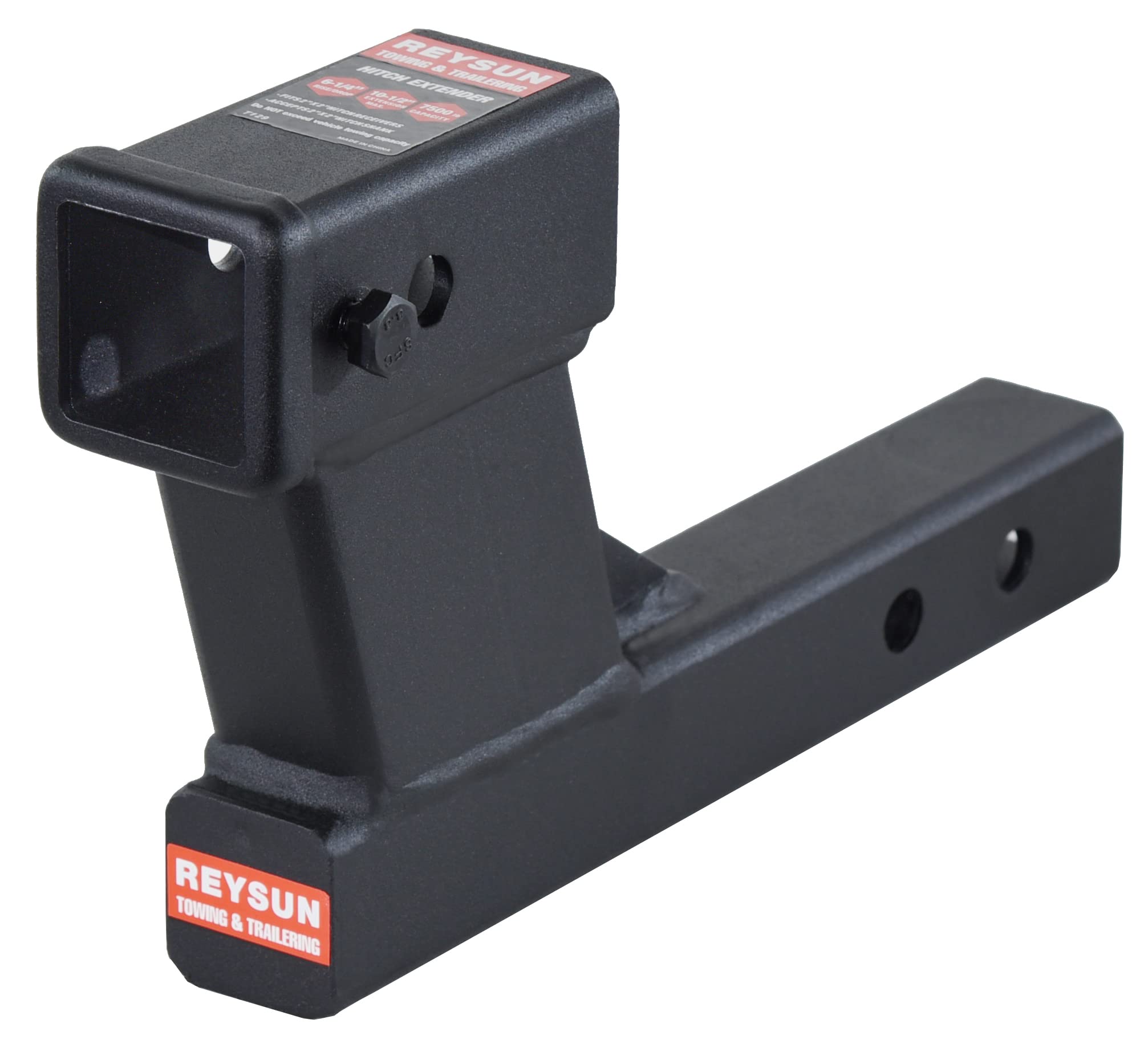 REYSUN 864129 Trailer Hitch Riser with 6-1/4 inch Rise/Drop for 2 inch Receiver Hitch Extension, 2 inch Shank, Matte Black