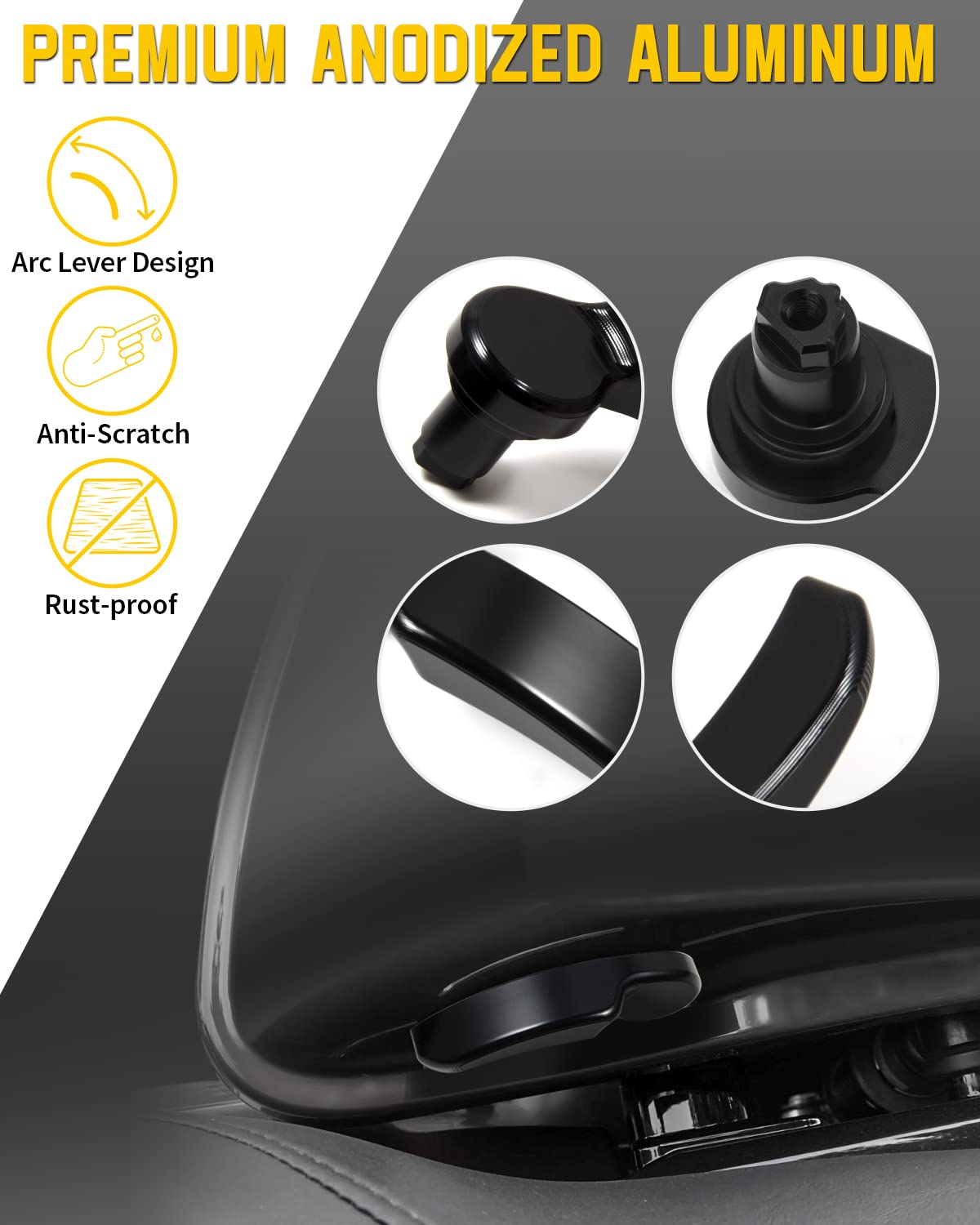 Anonemoto Black Saddlebag Latches Kit, Saddlebag Lifters Compatible For Harley Touring 2014-2024 Street Glide Electra Glide Road