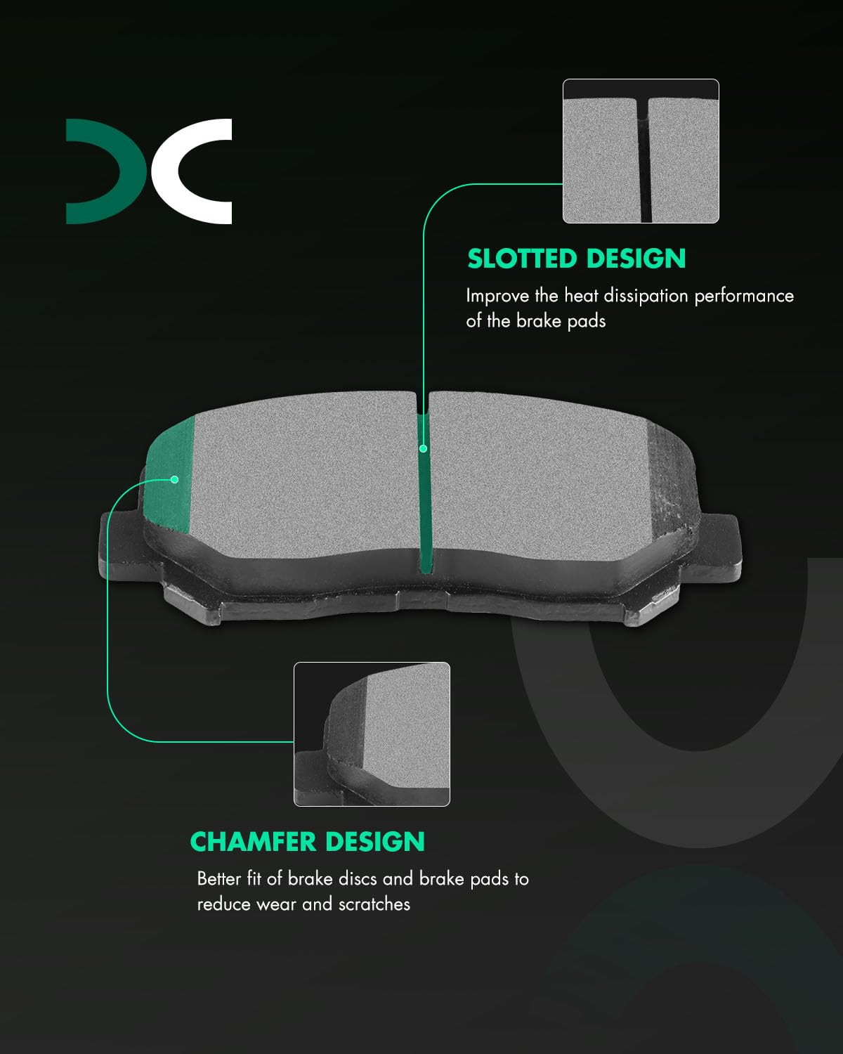 Semi-Metal Brake Pads Kits, D1640 Scitoo 4Pcs Front Brakes Pads Set Fit For Chrysler 200 2015-2016,For Dodge Dart 2013-2016,For